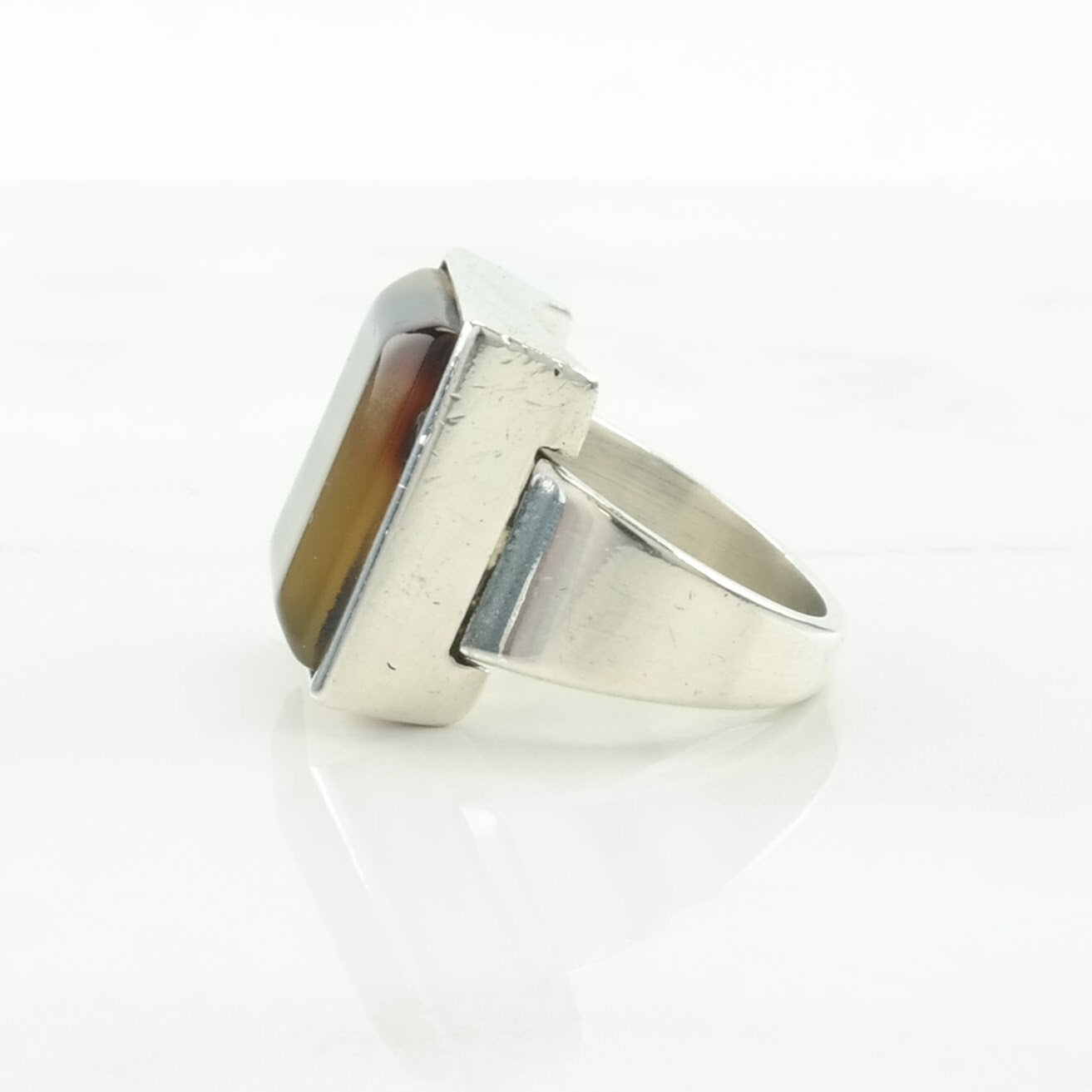 Sterling Silver Ring Resin Brown Size 5 1/2