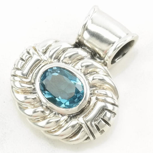 Vintage CNA Topaz Rope Sterling Silver Pendant