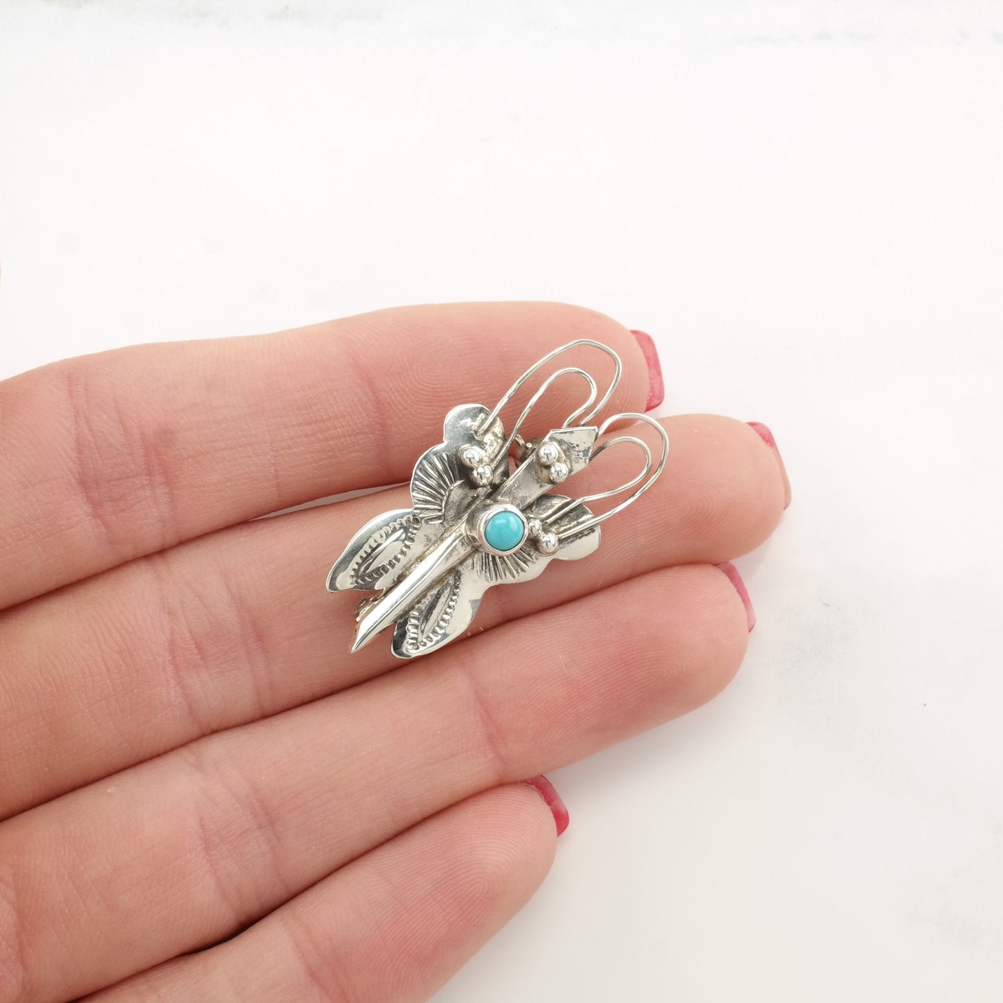 Southwest Sterling Silver Brooch Butterfly Turquoise