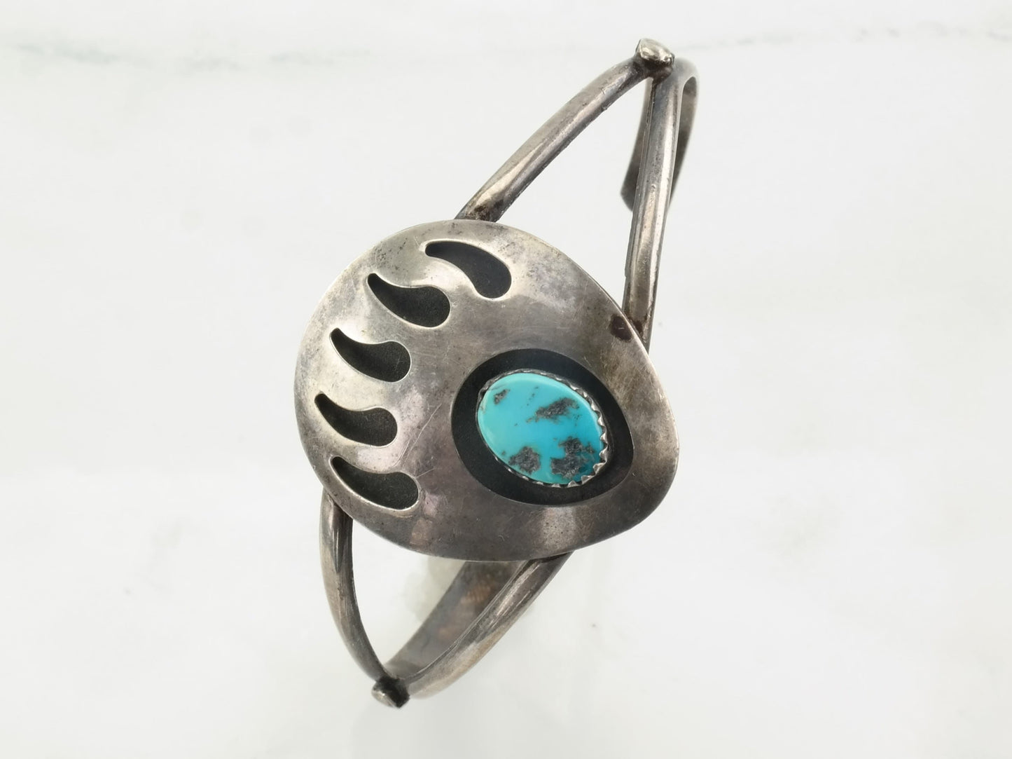 Southwest Sterling Silver Cuff Bracelet Turquoise Paw