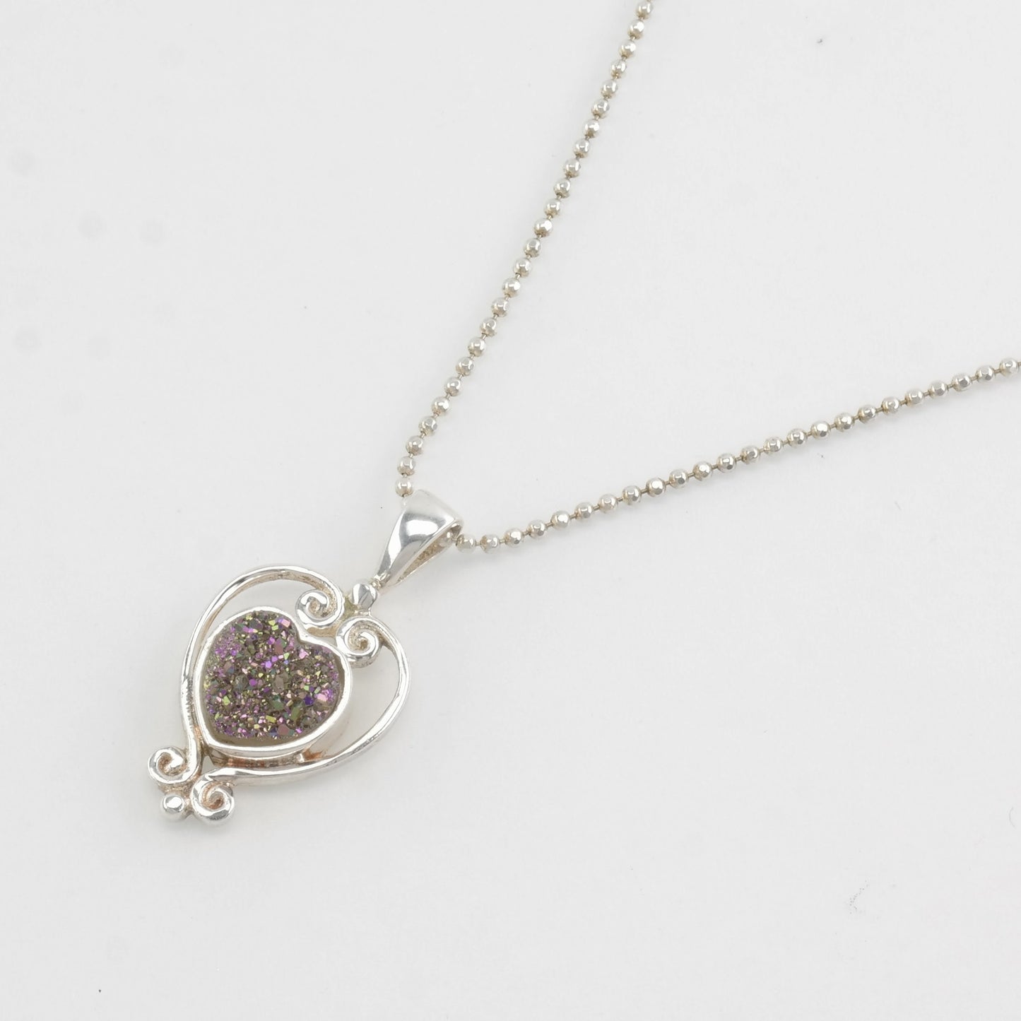 Sajen Sterling Silver Multicolor Druzy Heart Necklace