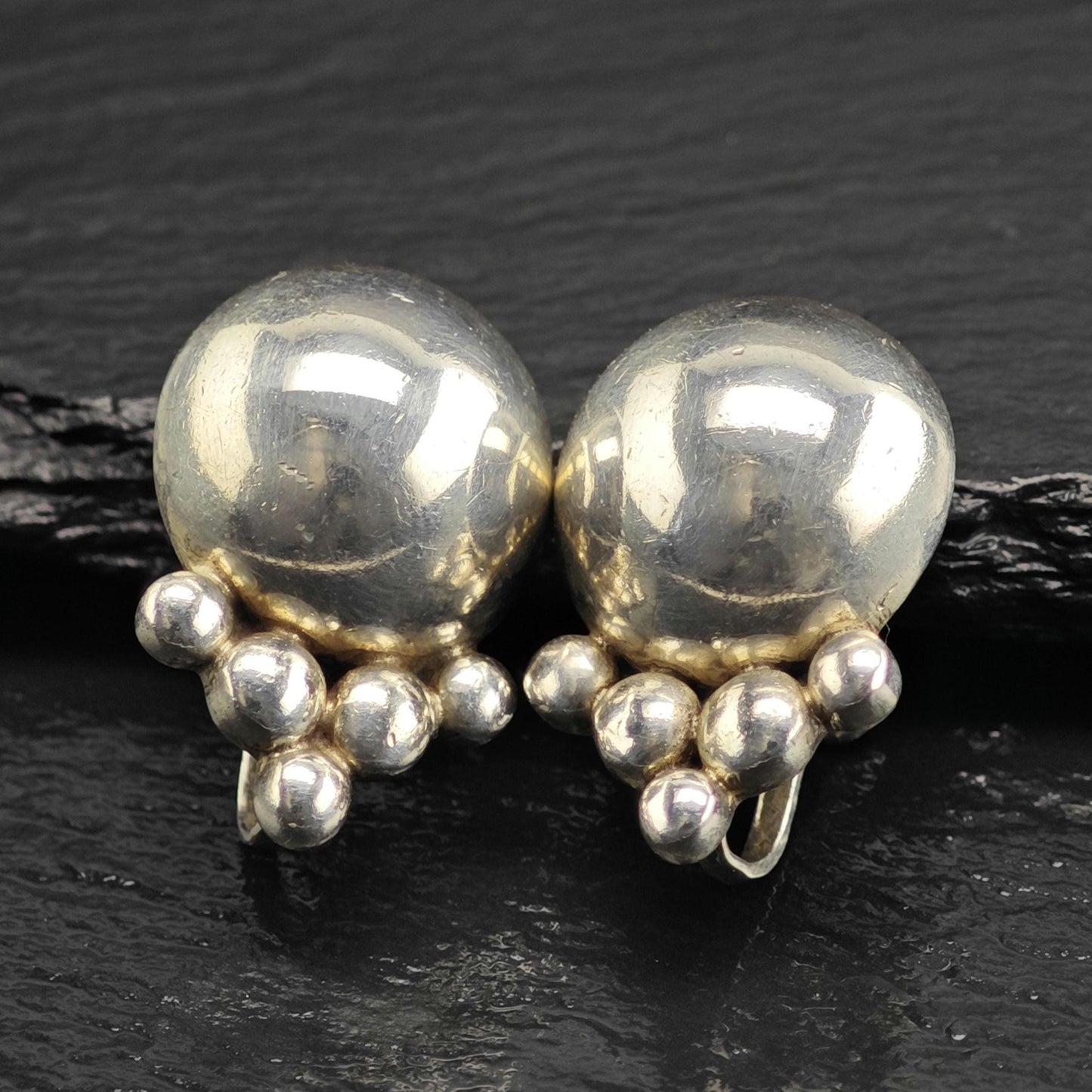 Margot De Taxco Modernist Sterling Silver Screw Back Earrings ER3112