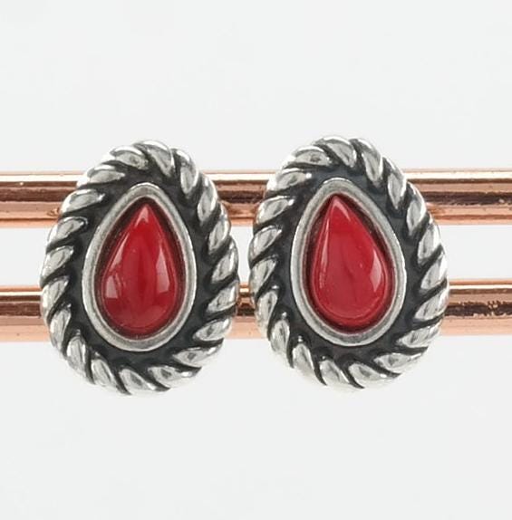 Carolyn Pollack Sterling Silver Coral Stud Earrings