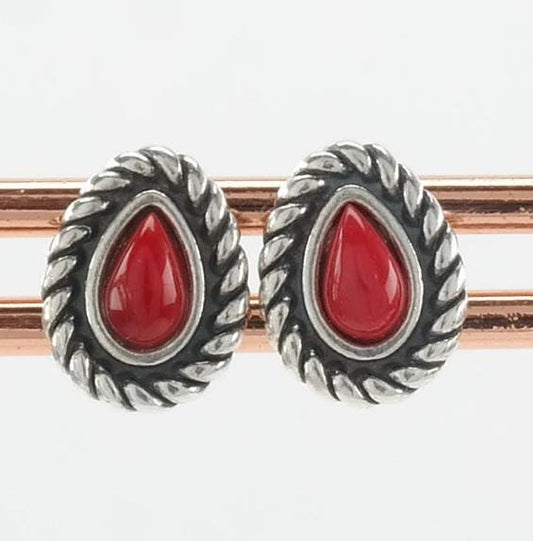 Carolyn Pollack Sterling Silver Coral Stud Earrings