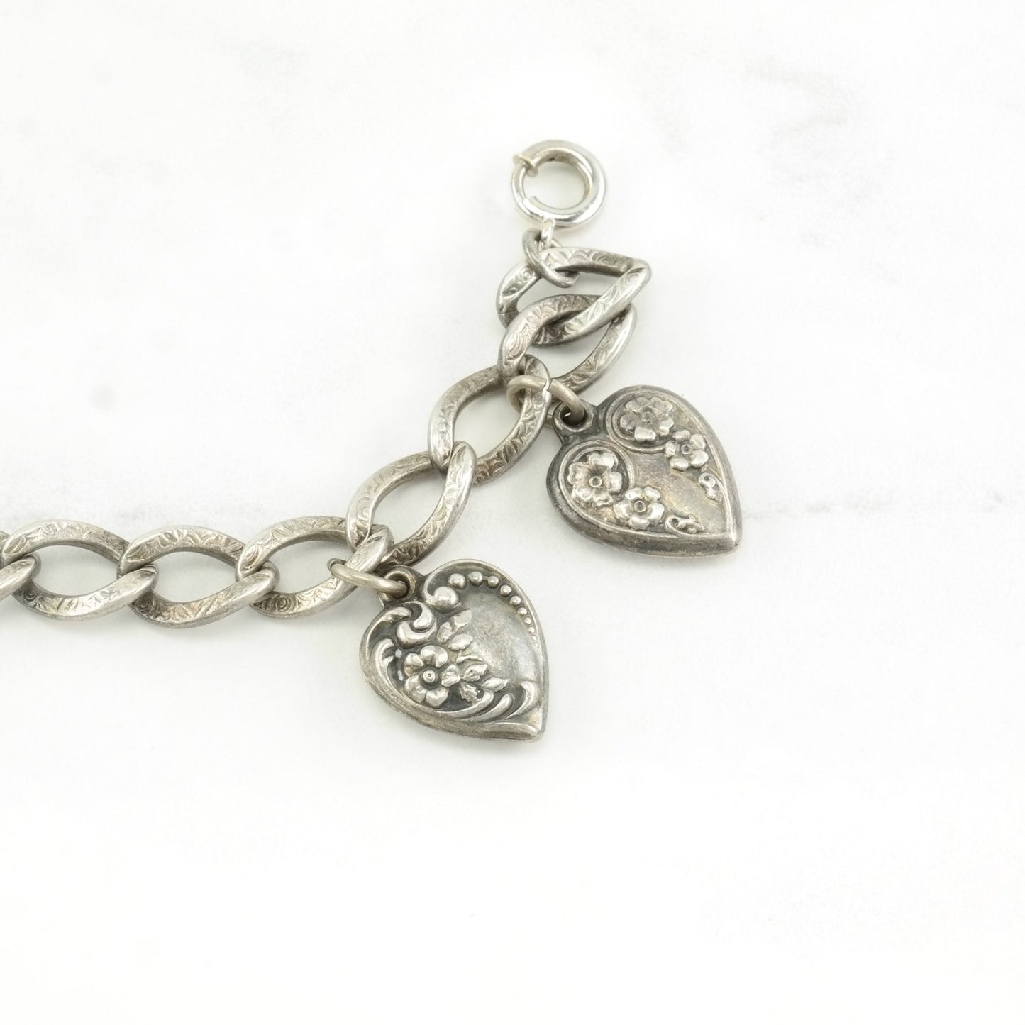 Victorian Sterling Silver Link Bracelet Charm