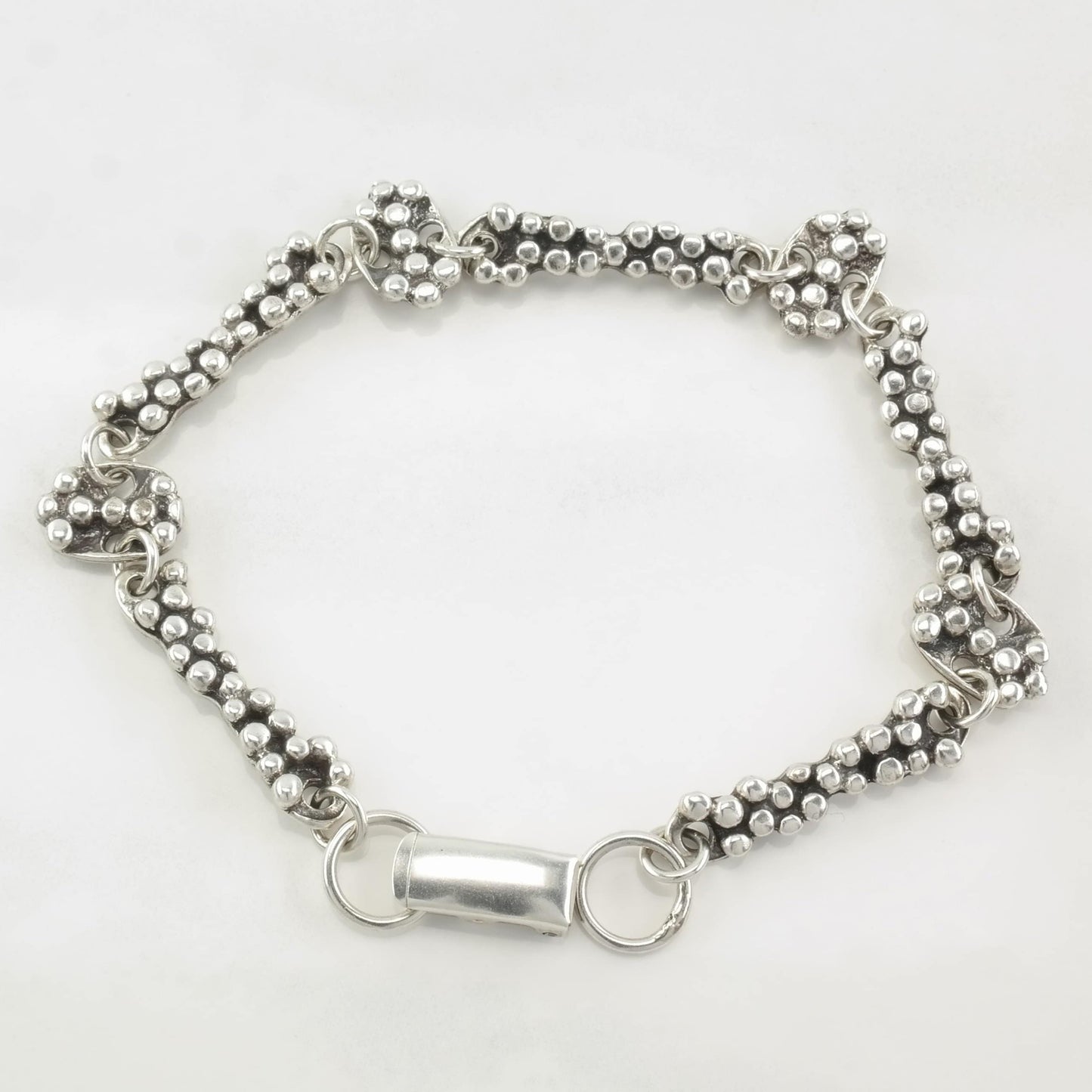 Designer Sterling Silver Link Bracelet Abstract