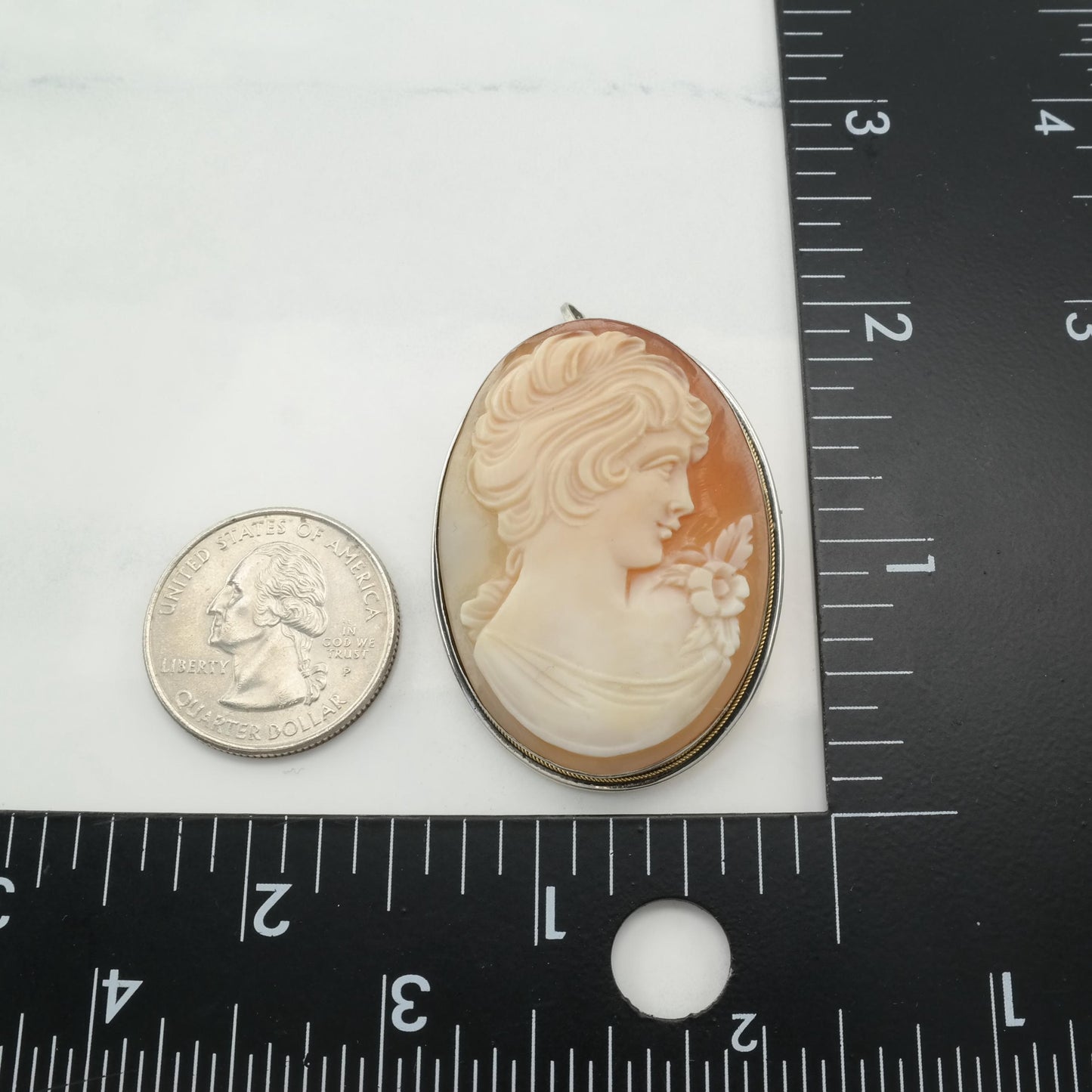 Vintage European Cameo Brooch Pendant Sterling Silver Women, Floral