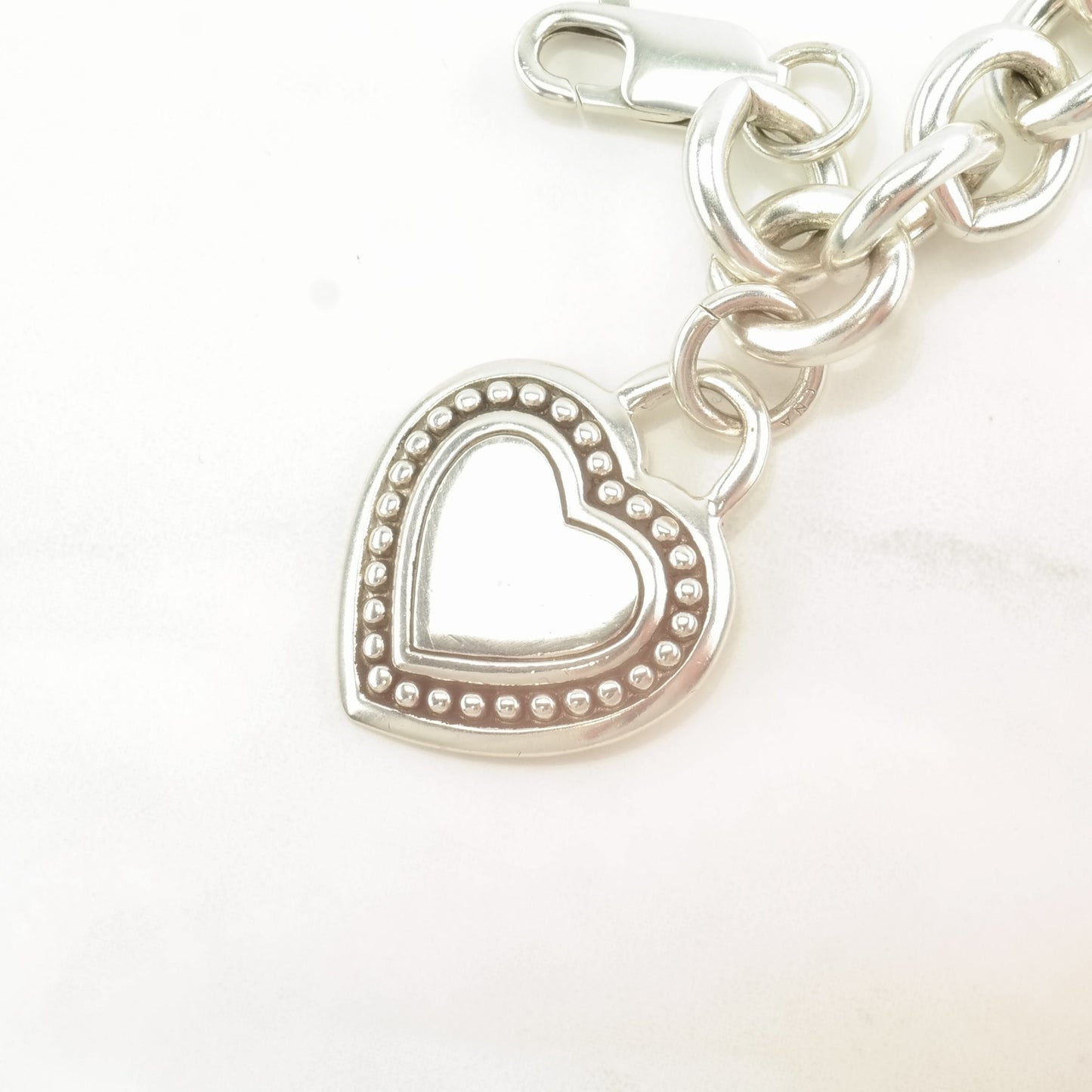 Choice: Vintage Sterling Silver Link Bracelet Heart Charm