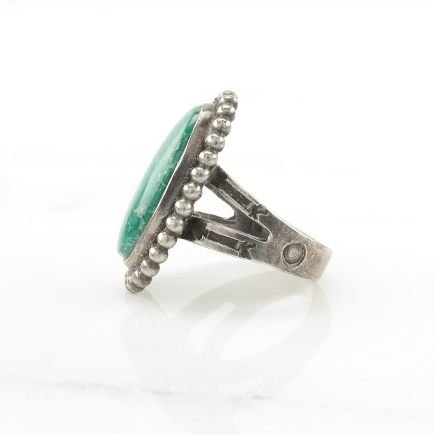 Fred Harvey Era Silver Ring Turquoise Stamped Sterling Green Size 5