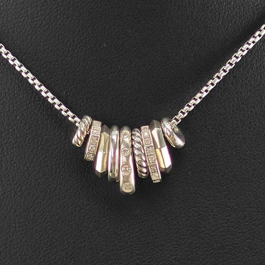 David Yurman Sterling Silver Diamond Stax Necklace Small