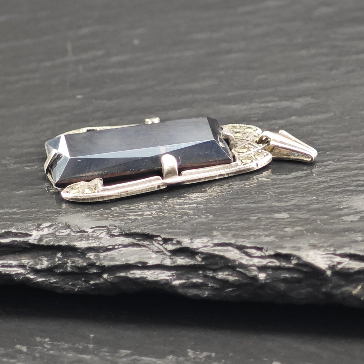 Art Deco Hematite Pendant Sterling Silver P3071