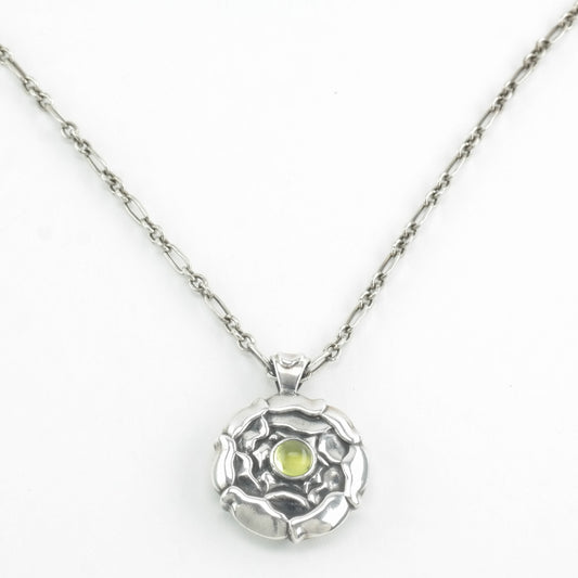 Georg Jensen Sterling Silver Peridot, Floral, August Birthstone Necklace