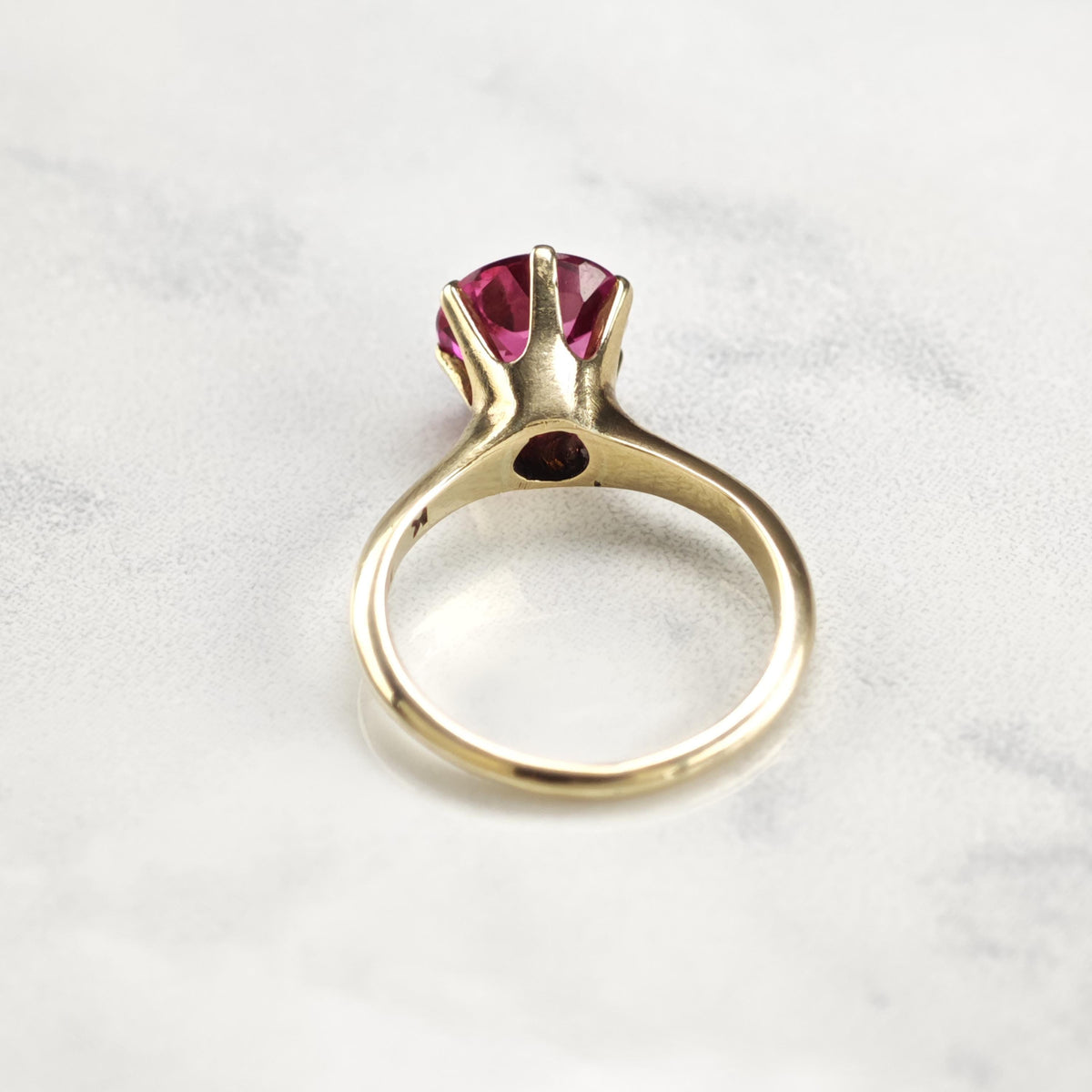 Antique Pink 7mm Flux Ruby 10K Gold Ring Sz 4 R6776