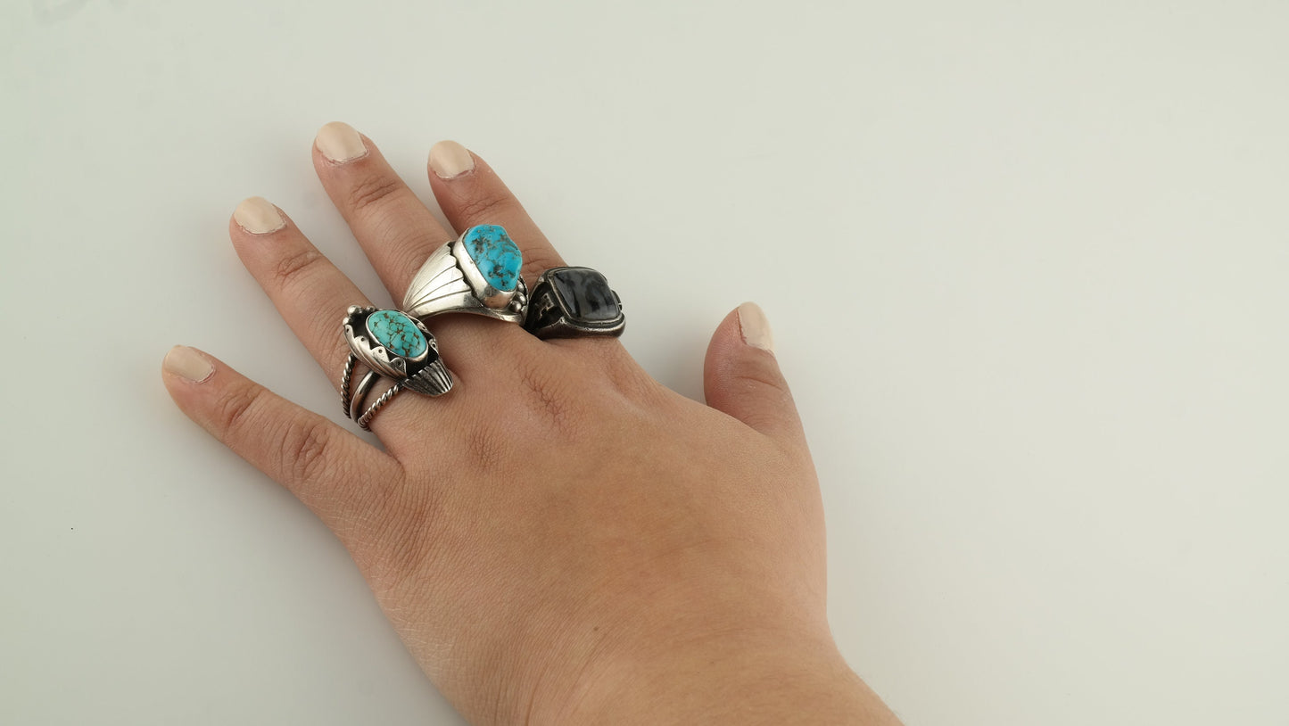 Native American Silver Ring Turquoise Sterling Size 12 1/4