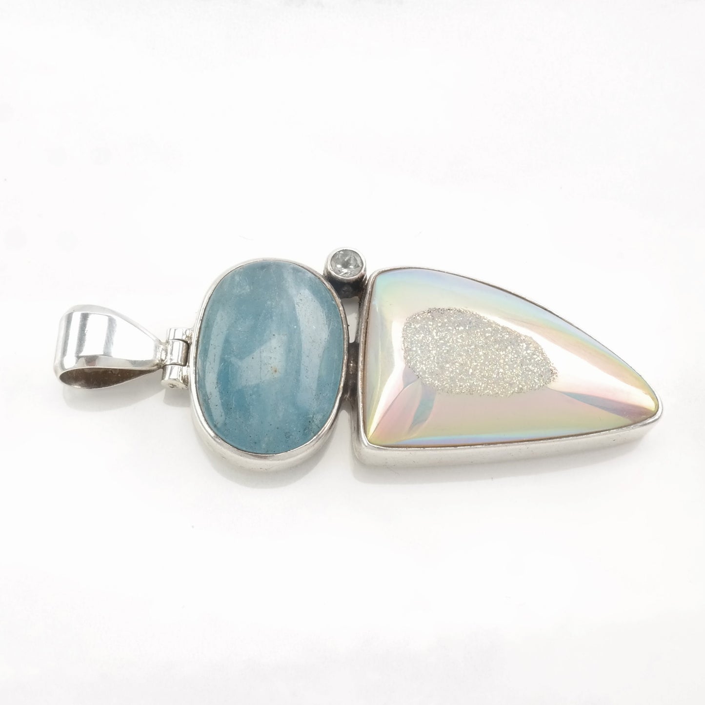 Vintage Starborn Blue Gemstone, Druzy Sterling Silver Pendant