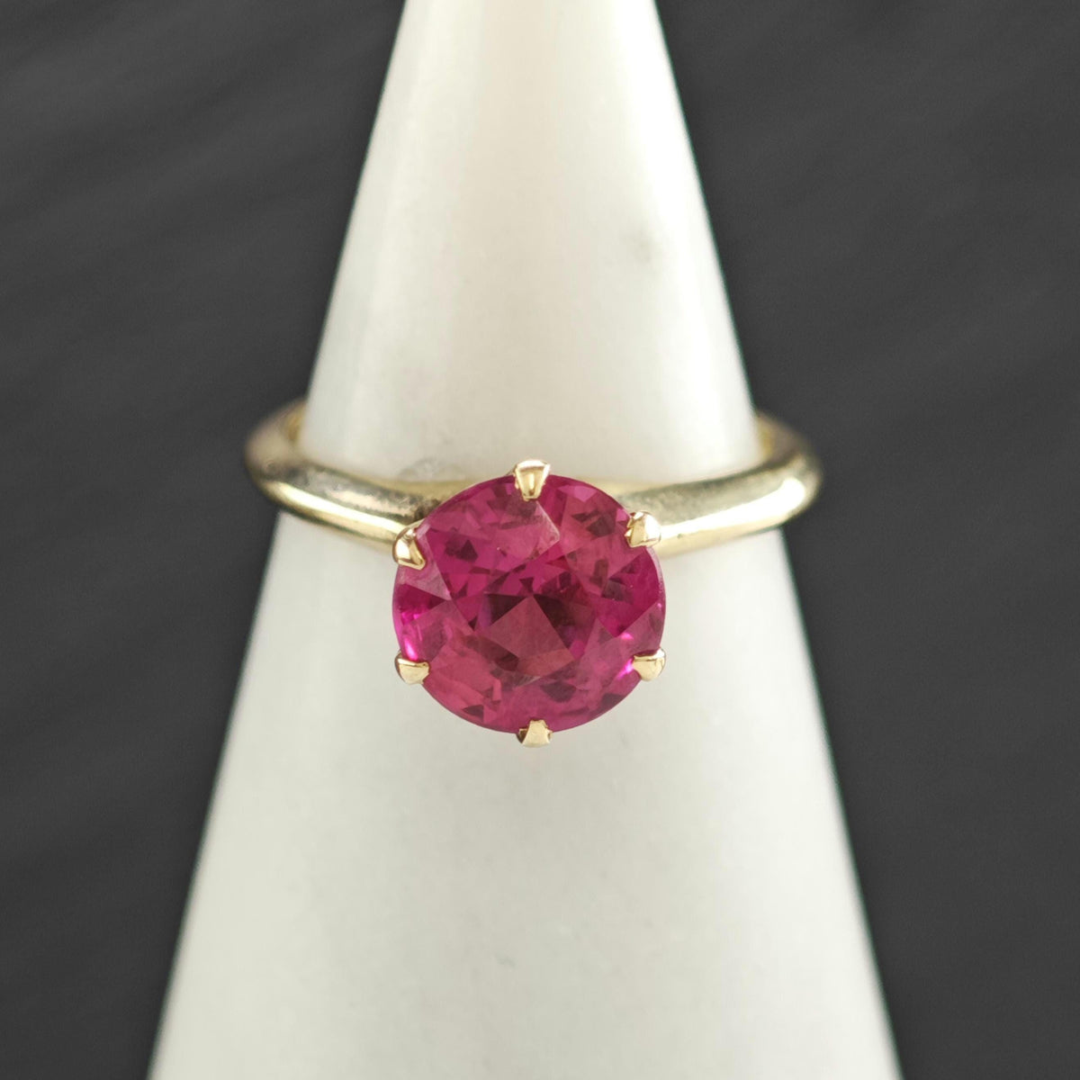 Antique Pink 7mm Flux Ruby 10K Gold Ring Sz 4 R6776