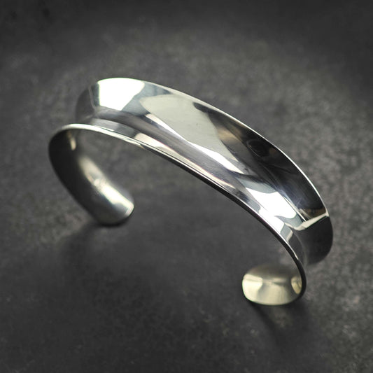 MCM Ed Levin Curved Sterling Silver Cuff Bracelet Sz 6 3/4" BR3178