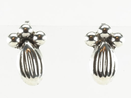 Modernist Sterling Silver Earrings Screw Back