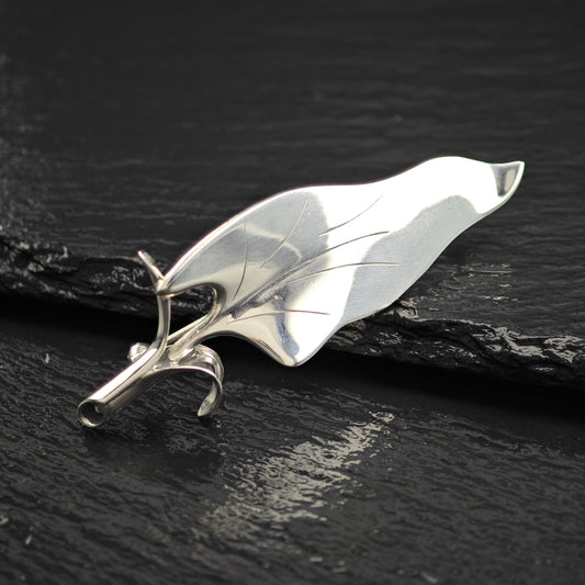 Vintage Sterling Silver Leaf Brooch from Denmark Elegant Design