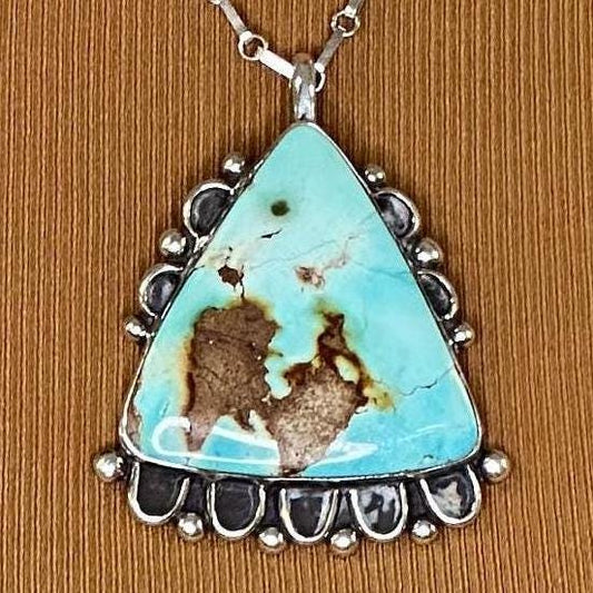 Royston Turquoise Pendant Necklace Southwest Sterling Silver Triangle