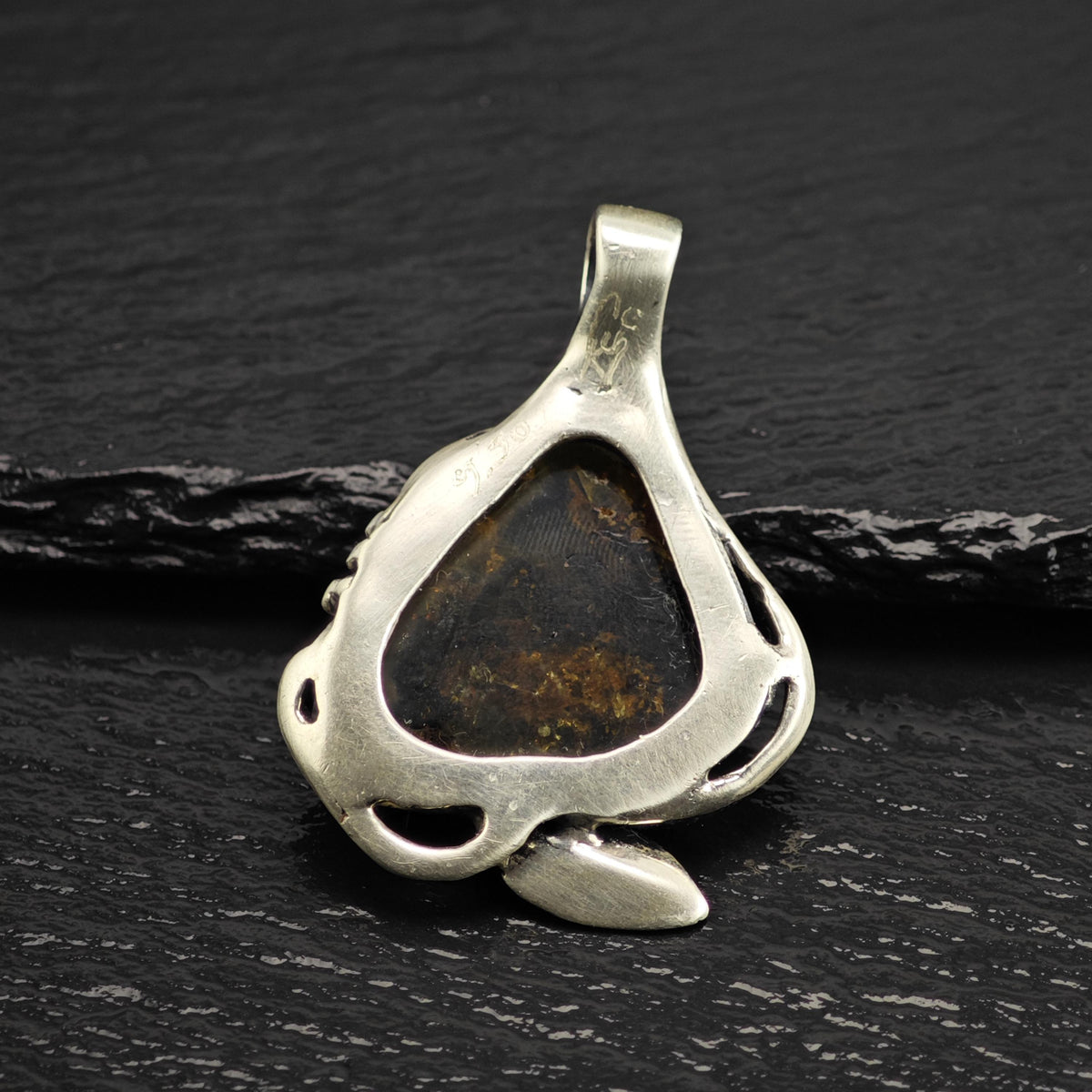 Amber Leaf Sterling Silver Pendant P3129