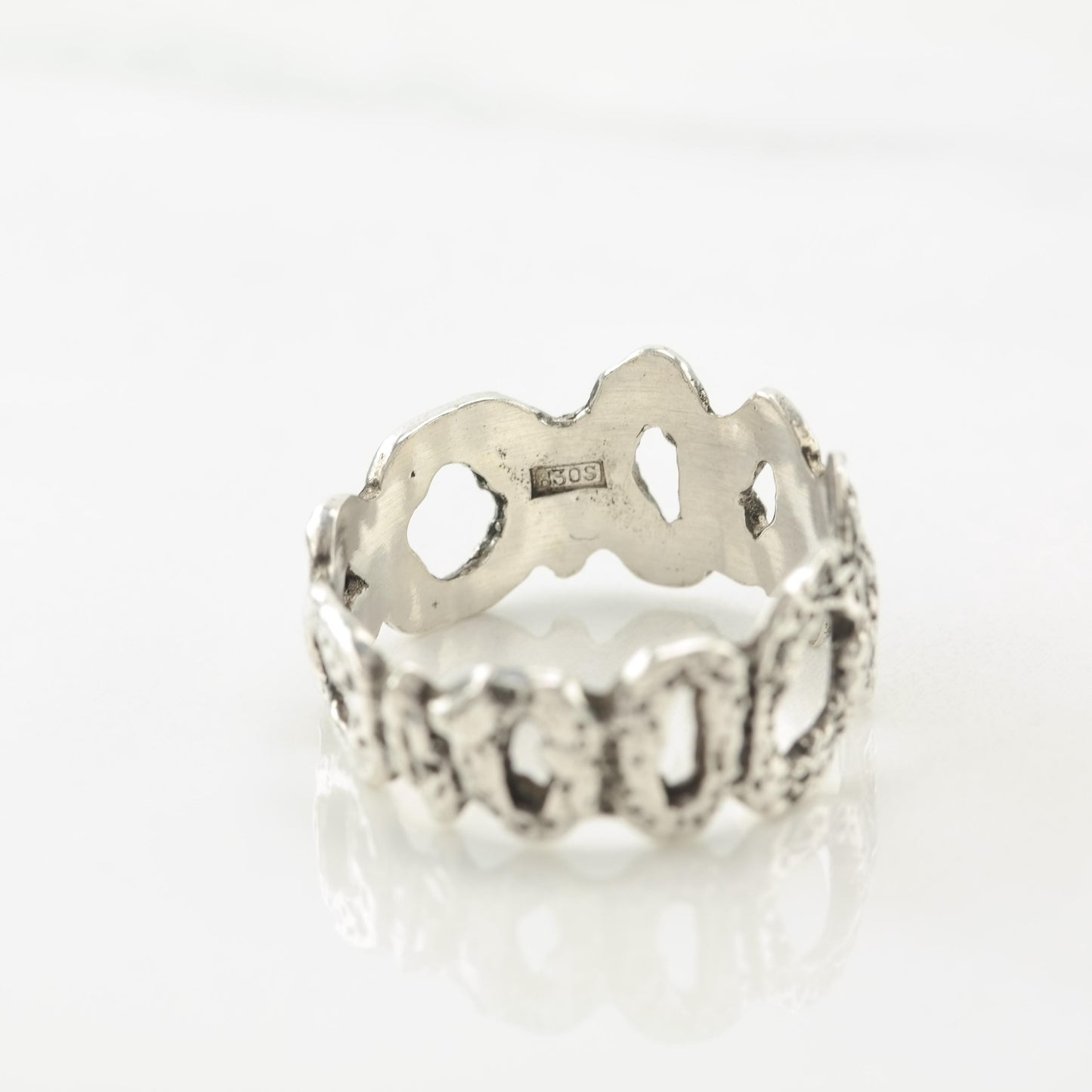 European, Brutalist Sterling Silver Ring Sz7 3/4 R5591