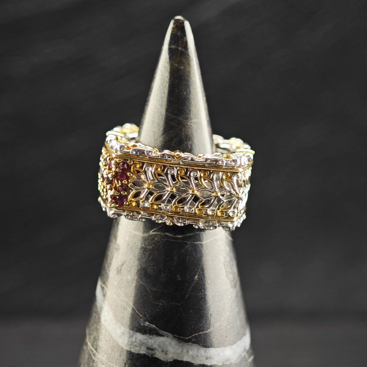 Pink Sapphire Pave Gold-plated Accent Sterling Silver Ring Sz 4 1/4 R6827