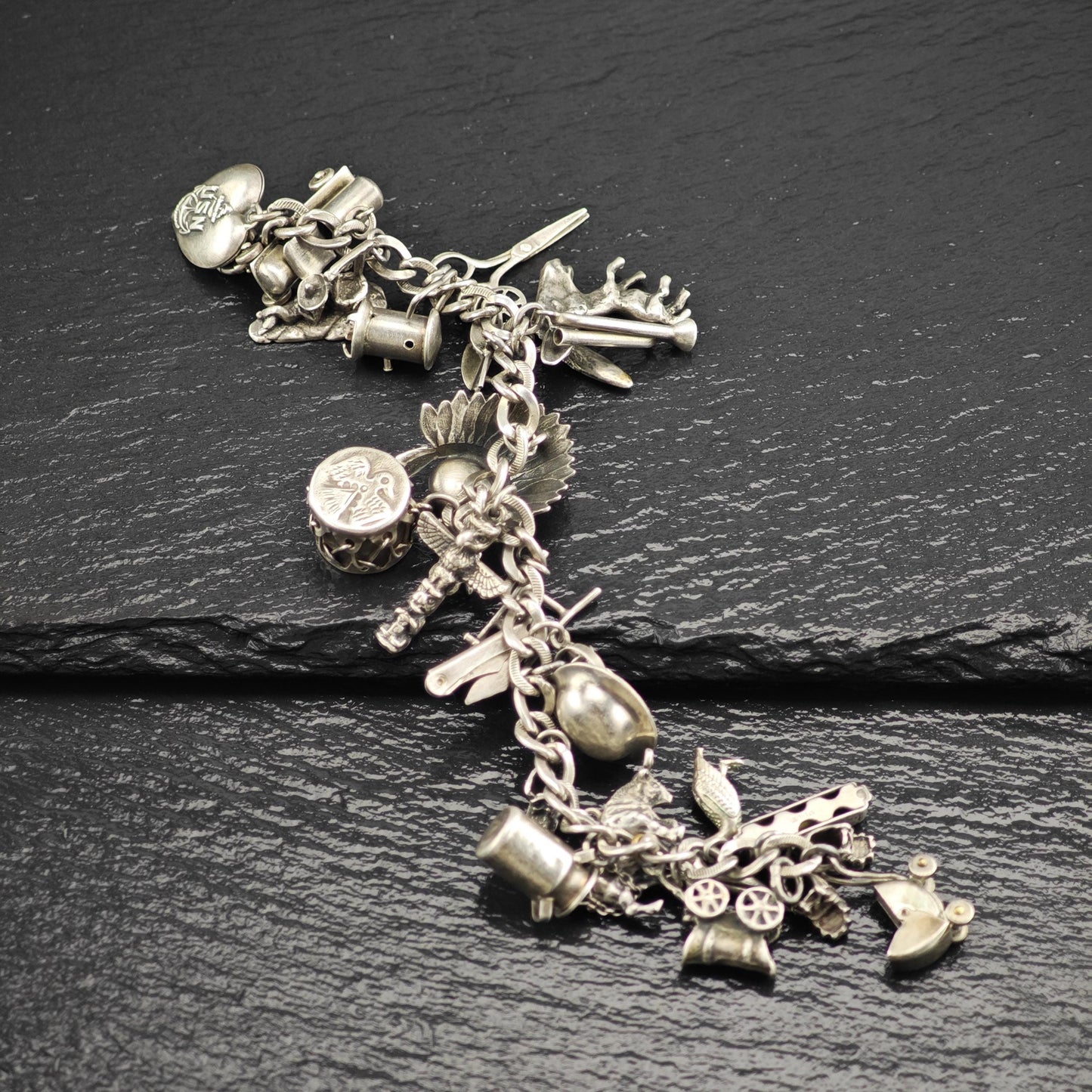 1950's Southwest Navy 23 Charm Bracelet Sterling Silver