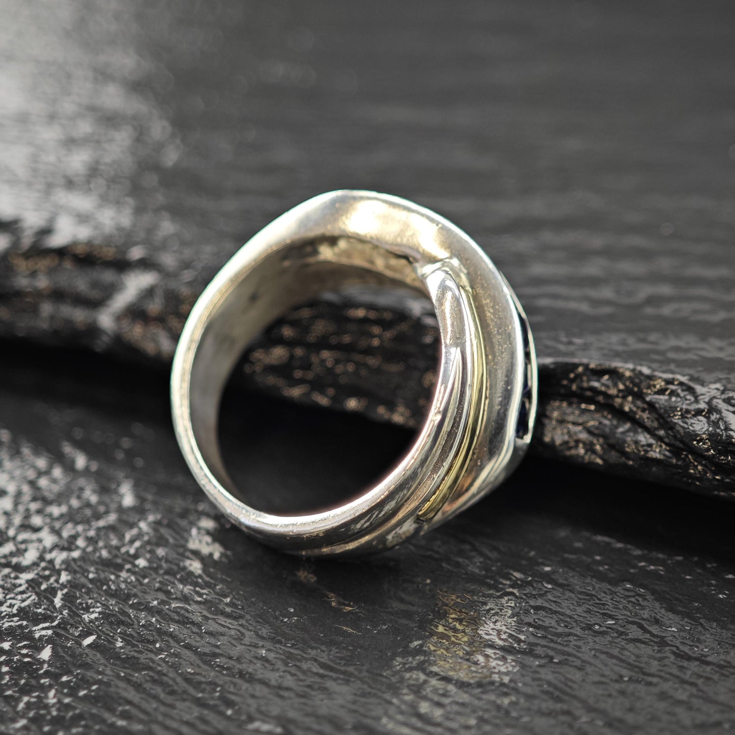 Sapphire Gold Accent Ring Sterling Silver Sz 6 1/4