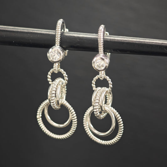 Judith Ripka Modernist Lever Back Earrings Sterling Silver