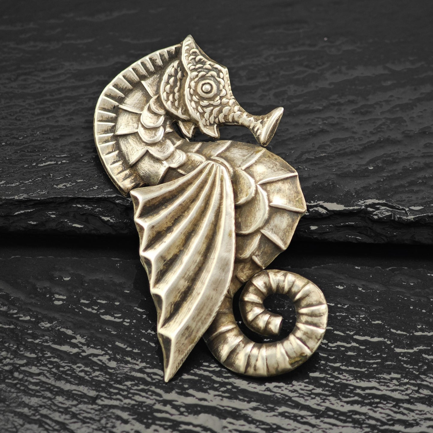 Vintage Sterling Silver Seahorse Brooch Made in Mexico Nautical Jewelry