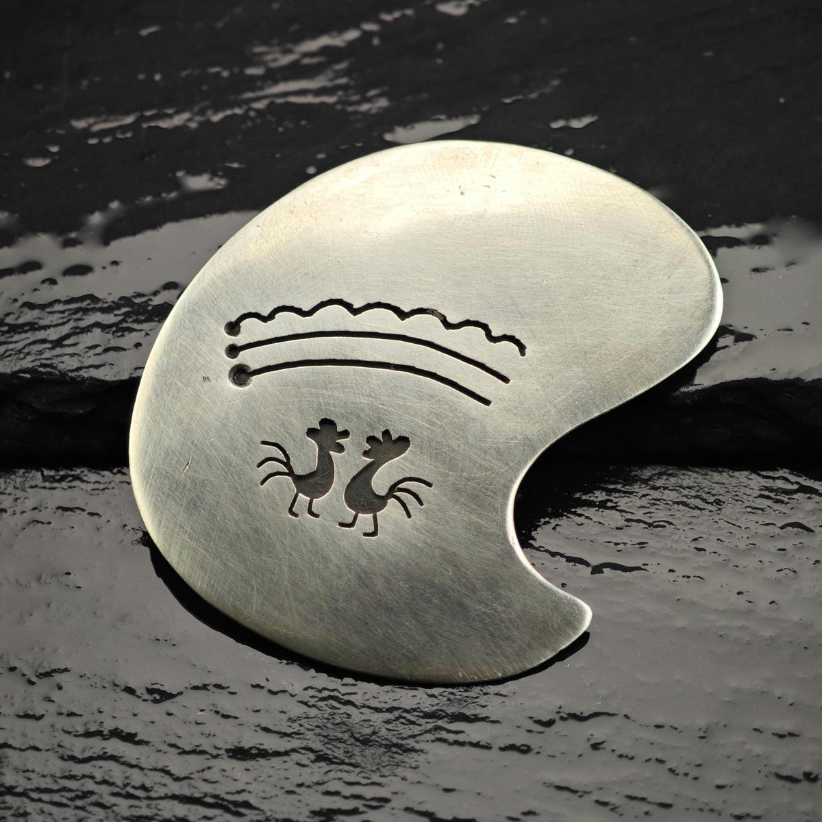 Roosters Overlay Sterling Silver Brooch/Pendant B2268