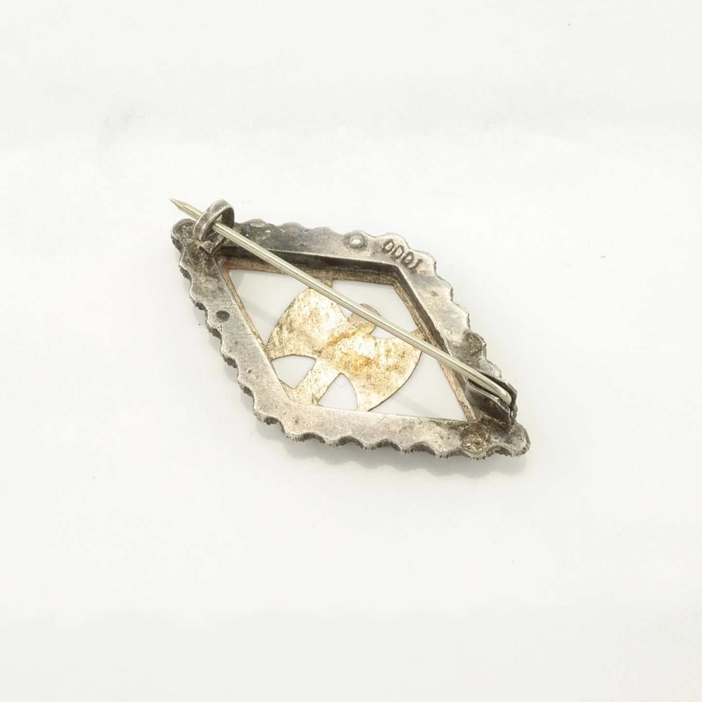 Victorian Sterling Silver Brooch Filigree Axe