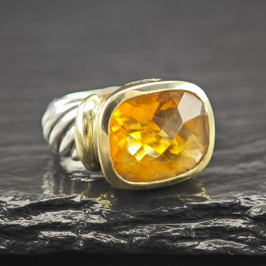 David Yurman Citrine Noblesse Ring, 14k Gold Accent, Sterling Silver