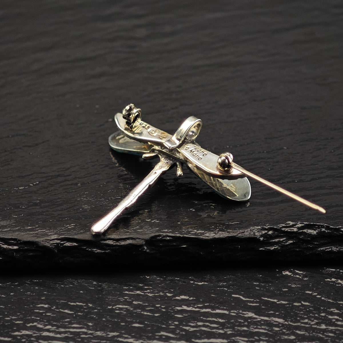 Mexican Silver Turquoise Dragonfly Sterling Silver Brooch/Pin P3165