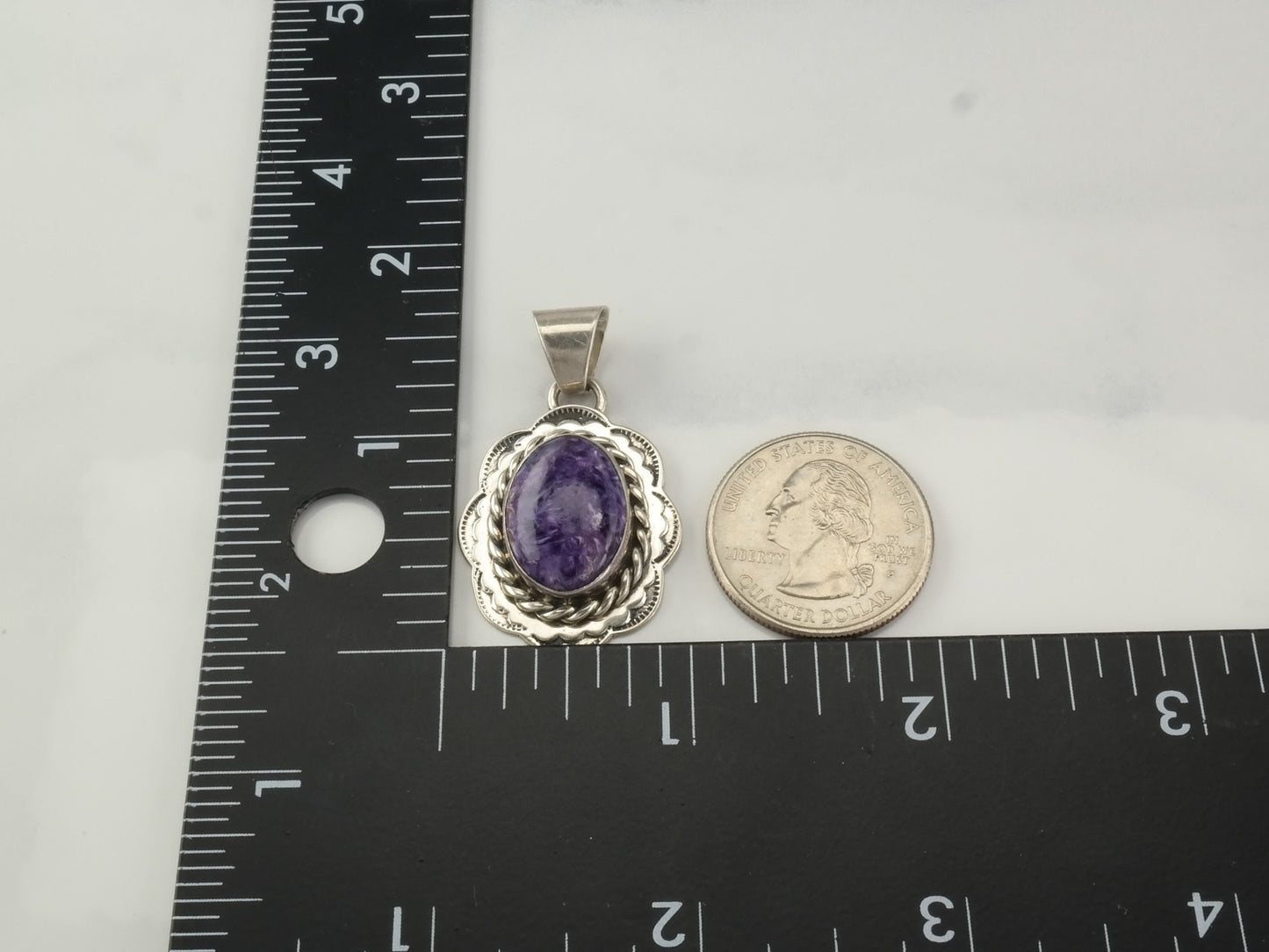 Vintage Charoite Sterling Silver Pendant