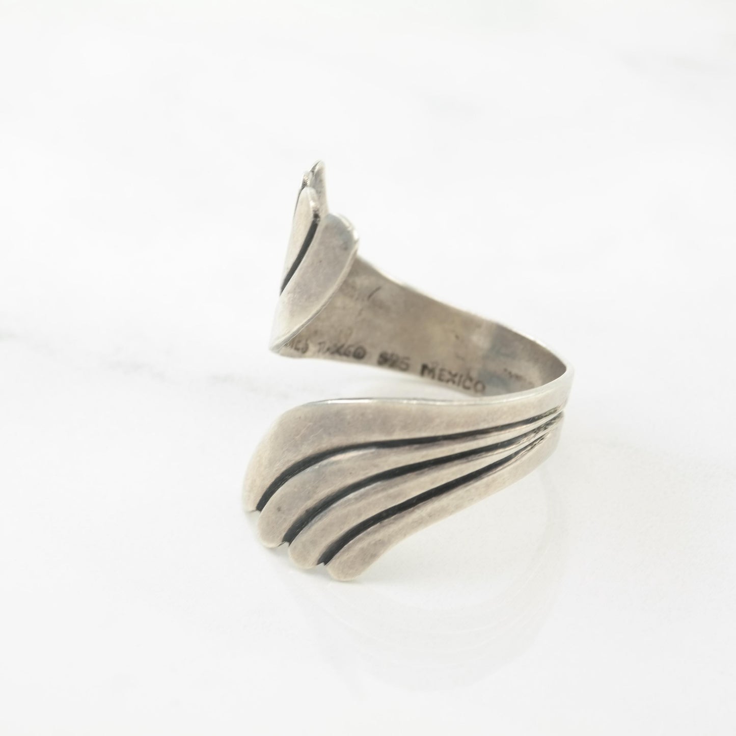 Taxco Oxidized, Bypass Abstract Sterling Silver Ring Size 13