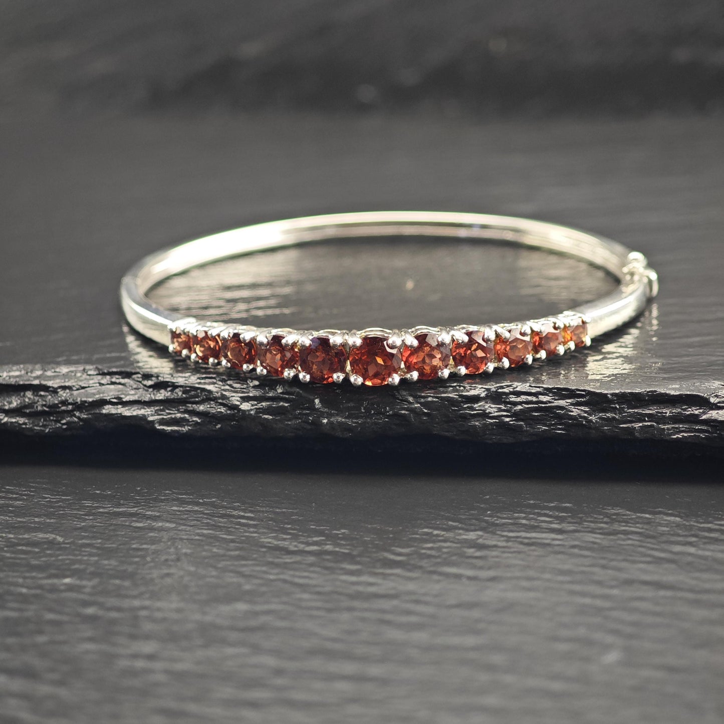 Choice of Garnet & Peridot Sterling Silver Bangles Sz 7 1/4" BR3129