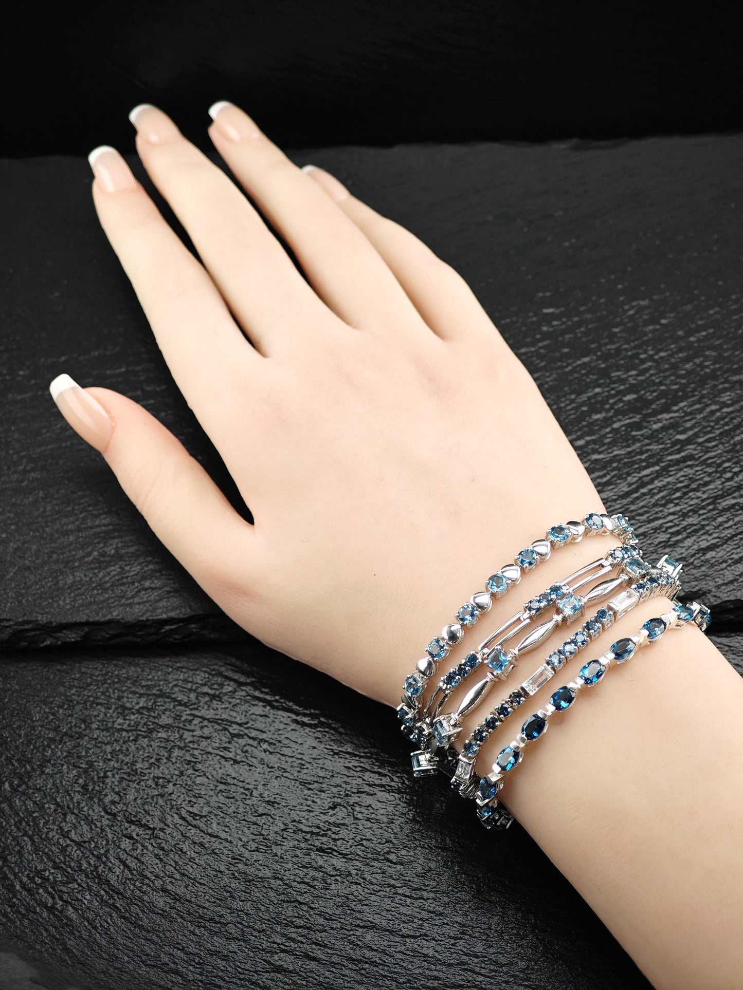 Choice of Blue Topaz Line Bracelet Sterling Silver