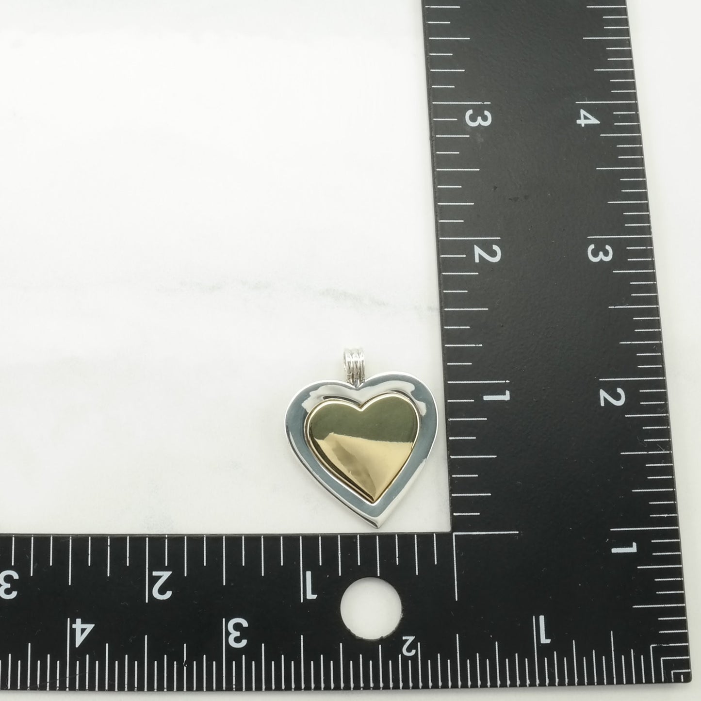 Vintage Tiffany & Co Heart 18K Gold Center Sterling Silver Pendant