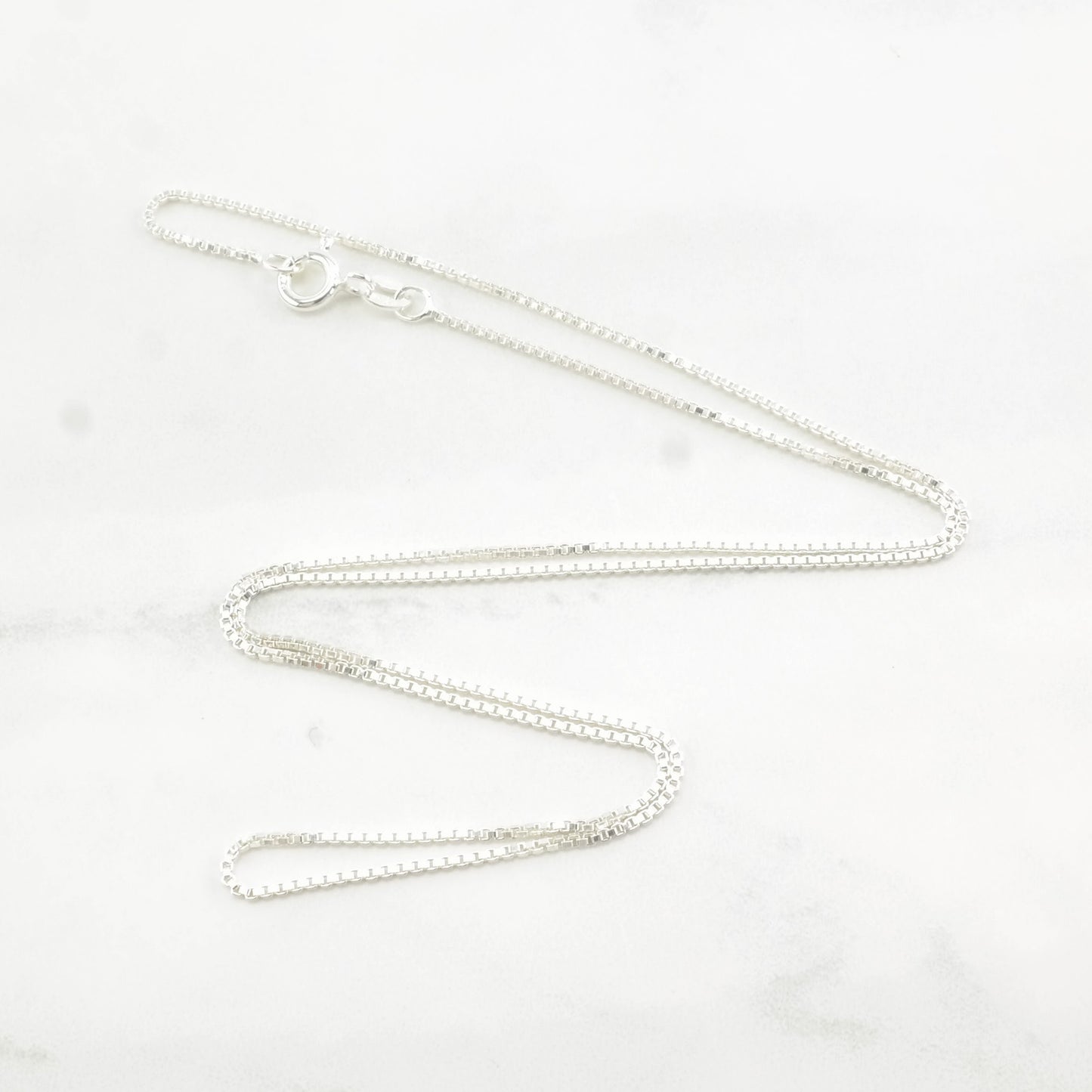 1mm 18 inch Box Chain Sterling Silver Italy