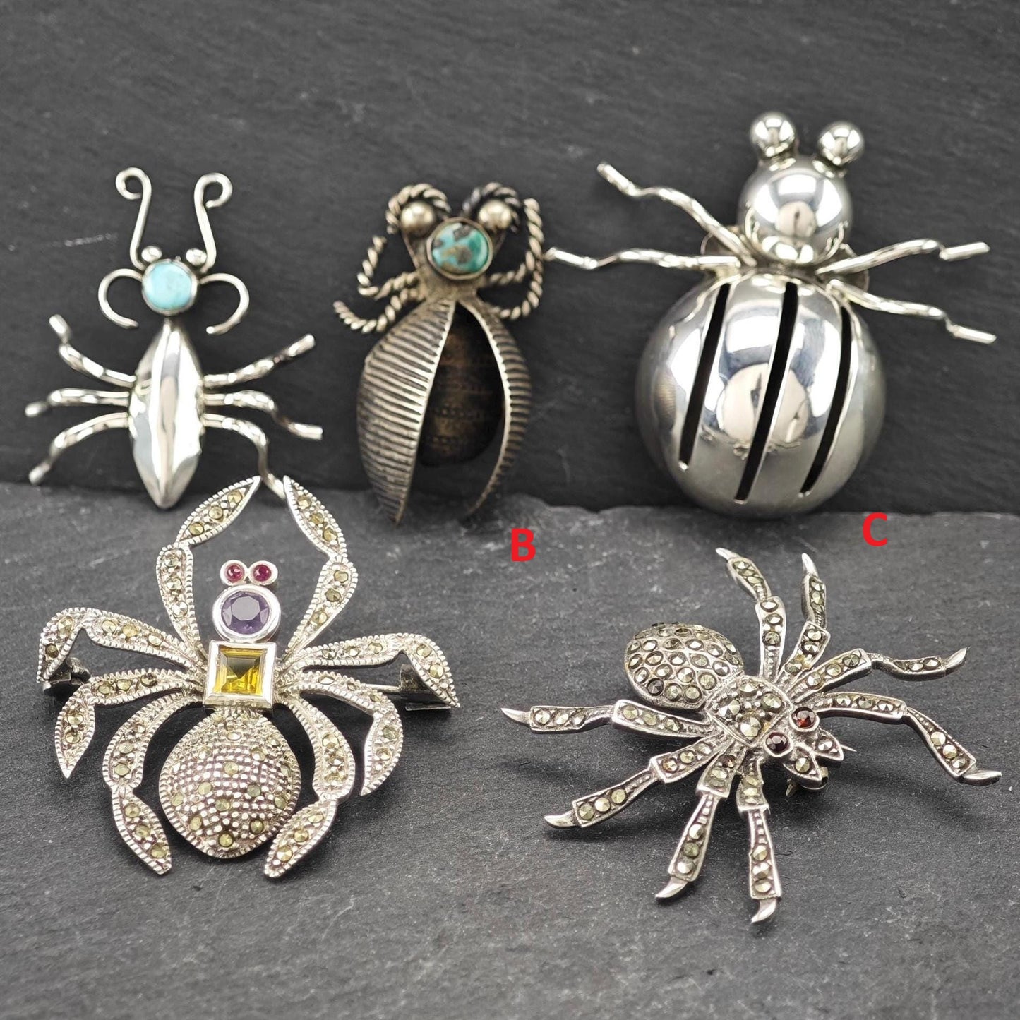 Choice of Sterling Silver Insect Brooches B2032