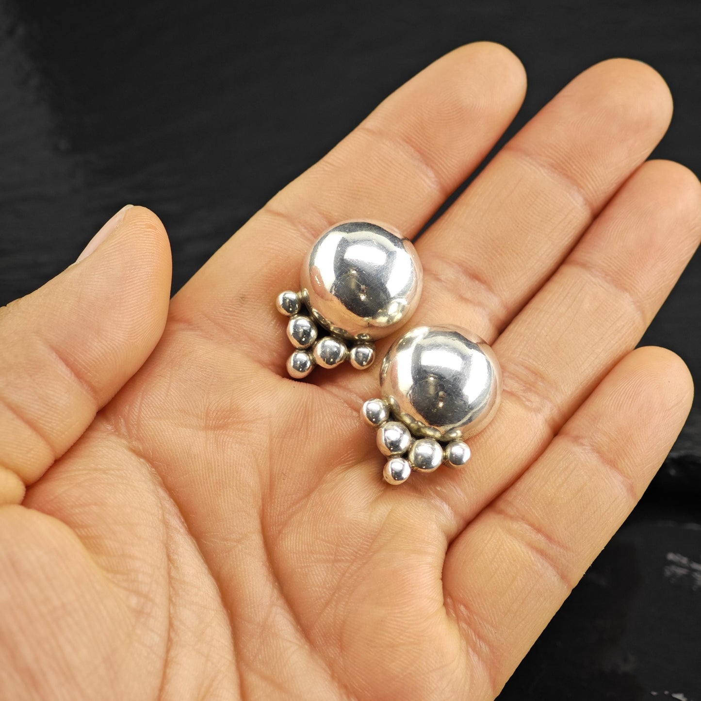 Margot De Taxco Modernist Sterling Silver Screw Back Earrings ER3112