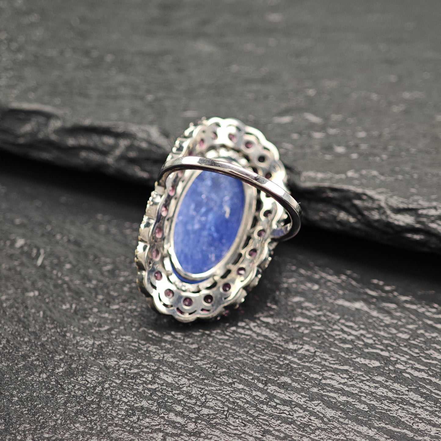 Lg Tanz Dia Ring with Tourmaline in Oxidized Silver R5805