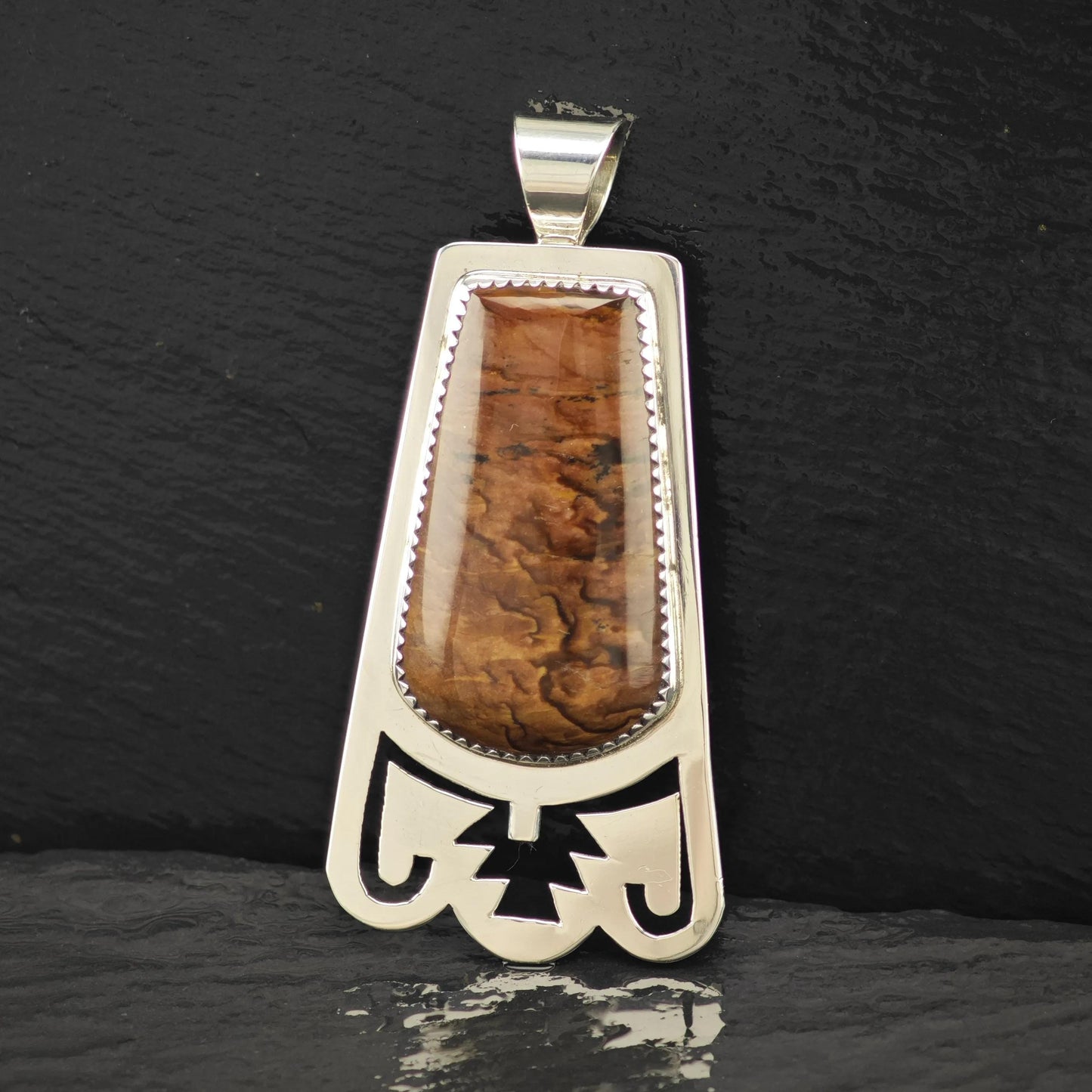 Brown Gem Pendant Sterling Silver by Joe Chavez P2822