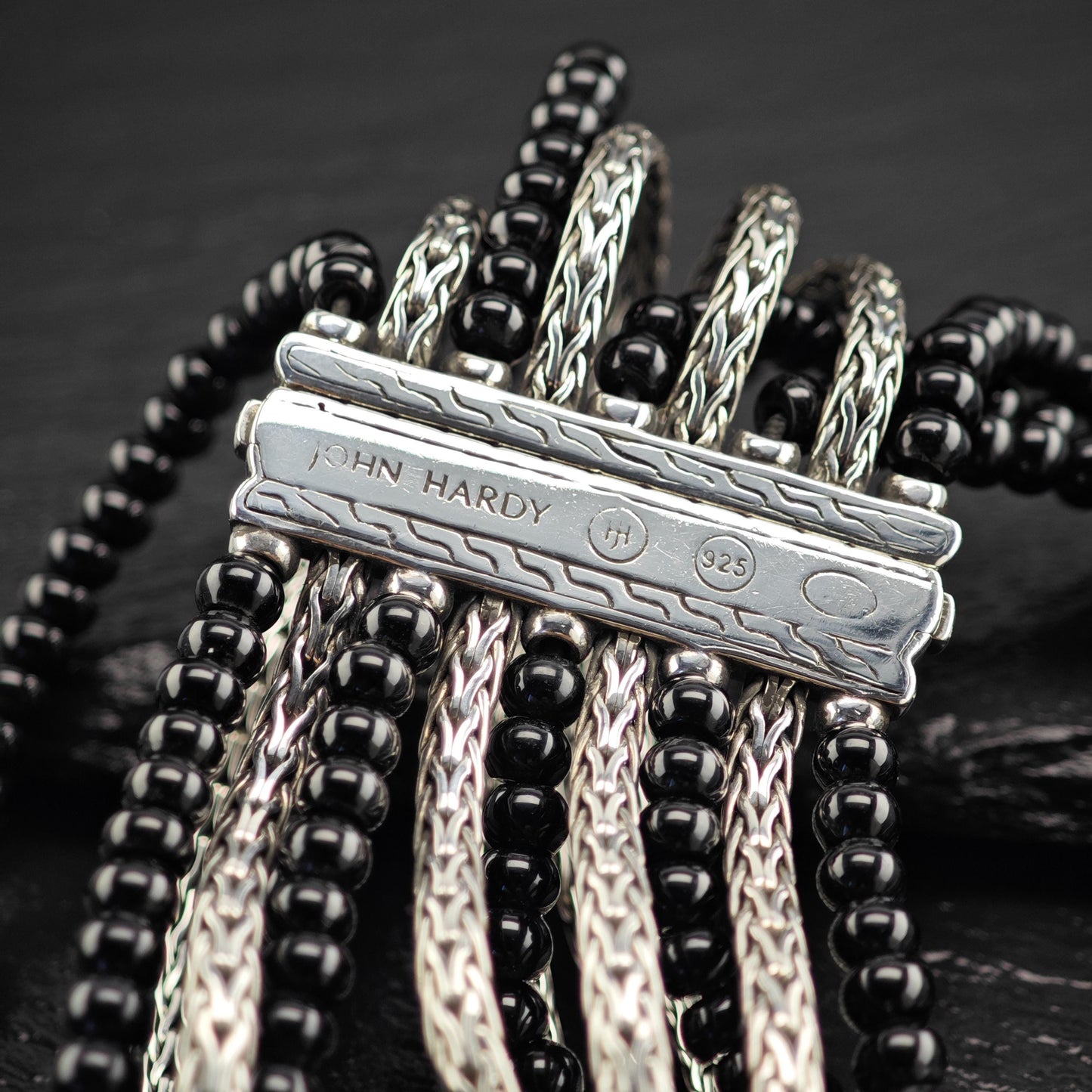 John Hardy Bracelet Black Onyx Multi-Strand Sterling Silver