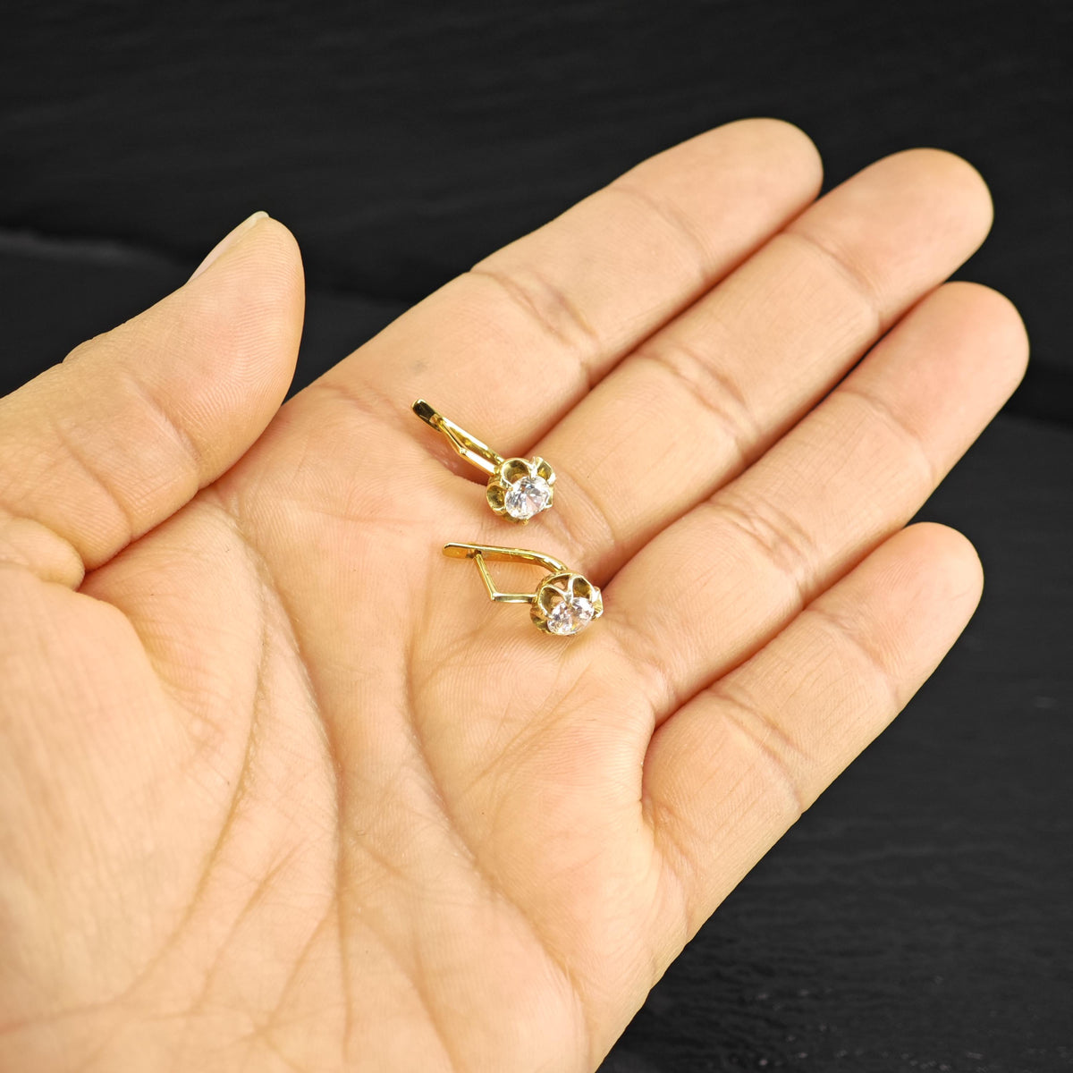 CZ Buttercup 14K Gold Lever Back Earrings ER3222