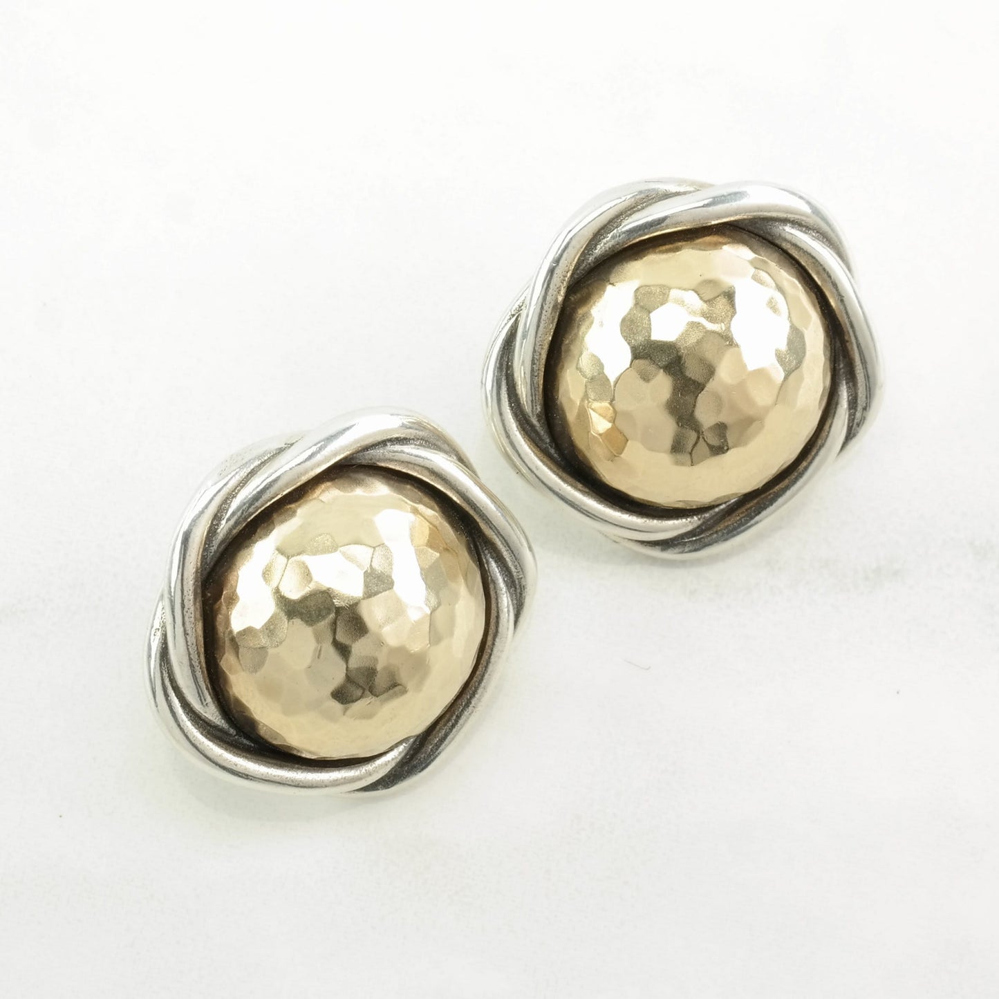 James Avery Sterling Silver Hammered, 14K Gold Earrings Stud