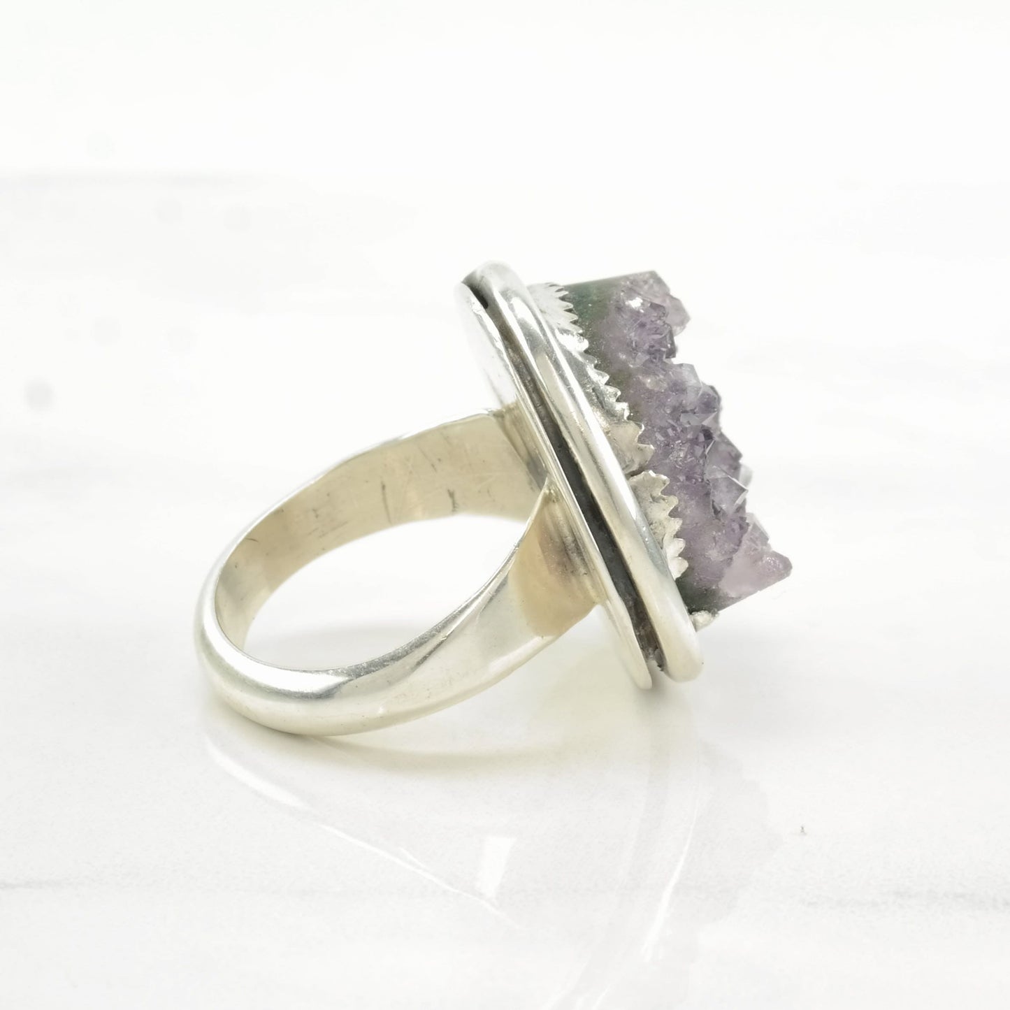 Tawney Cruz Ring Raw Amethyst Druzy Sterling Silver Size 8 1/4