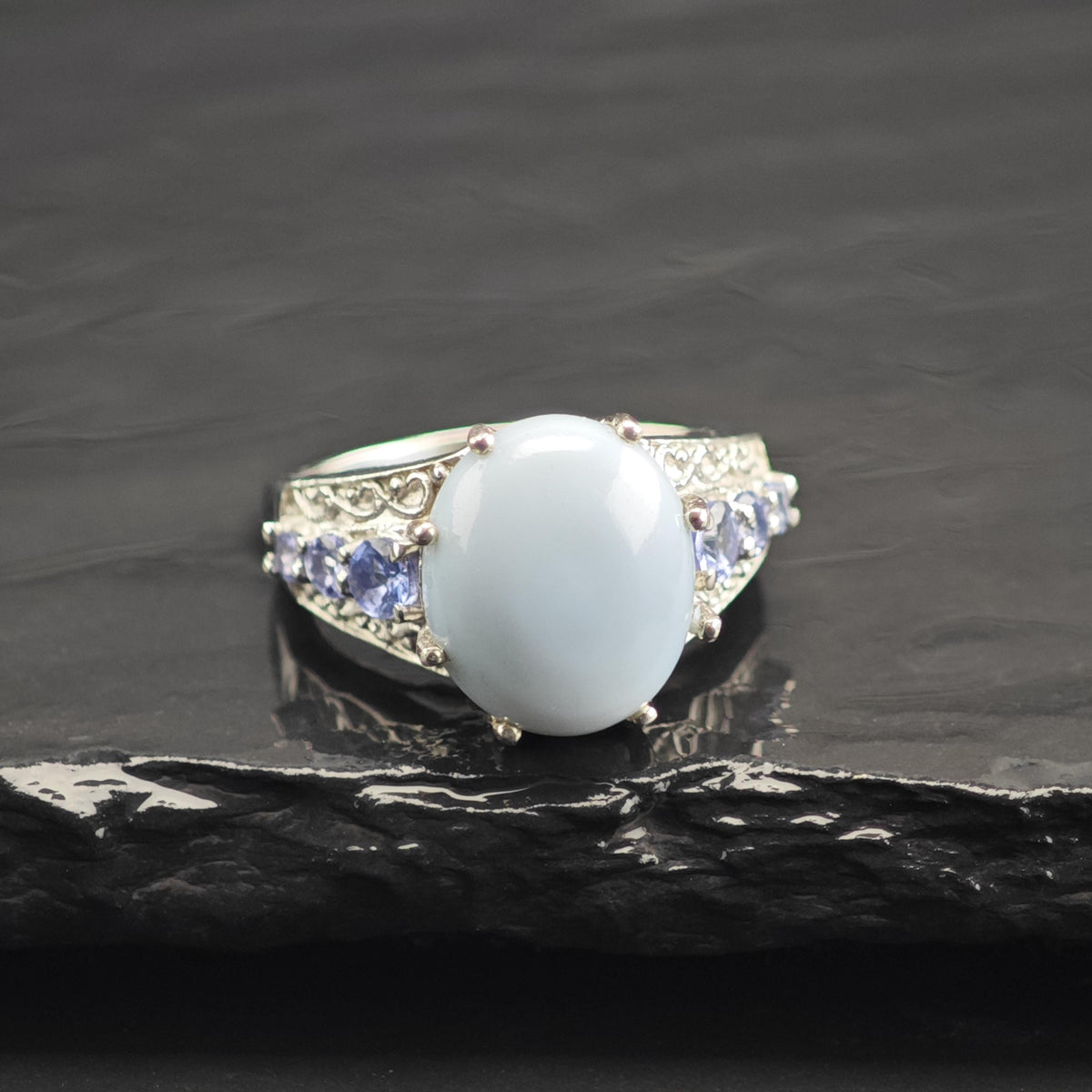 Blue Stone Tanzanite Sterling Silver Ring Sz 5 R6744